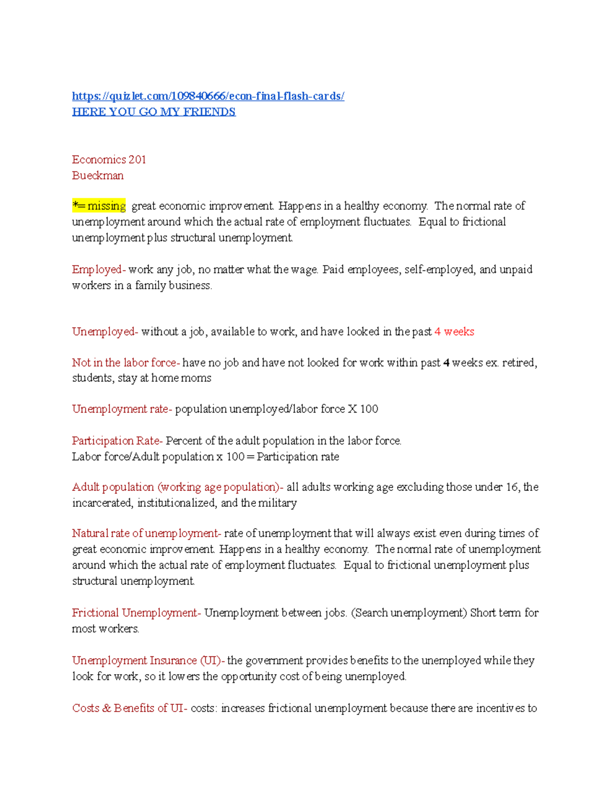 Econ 201 Final Exam Study Notes: Unemployment & Aggregate Demand - Studocu
