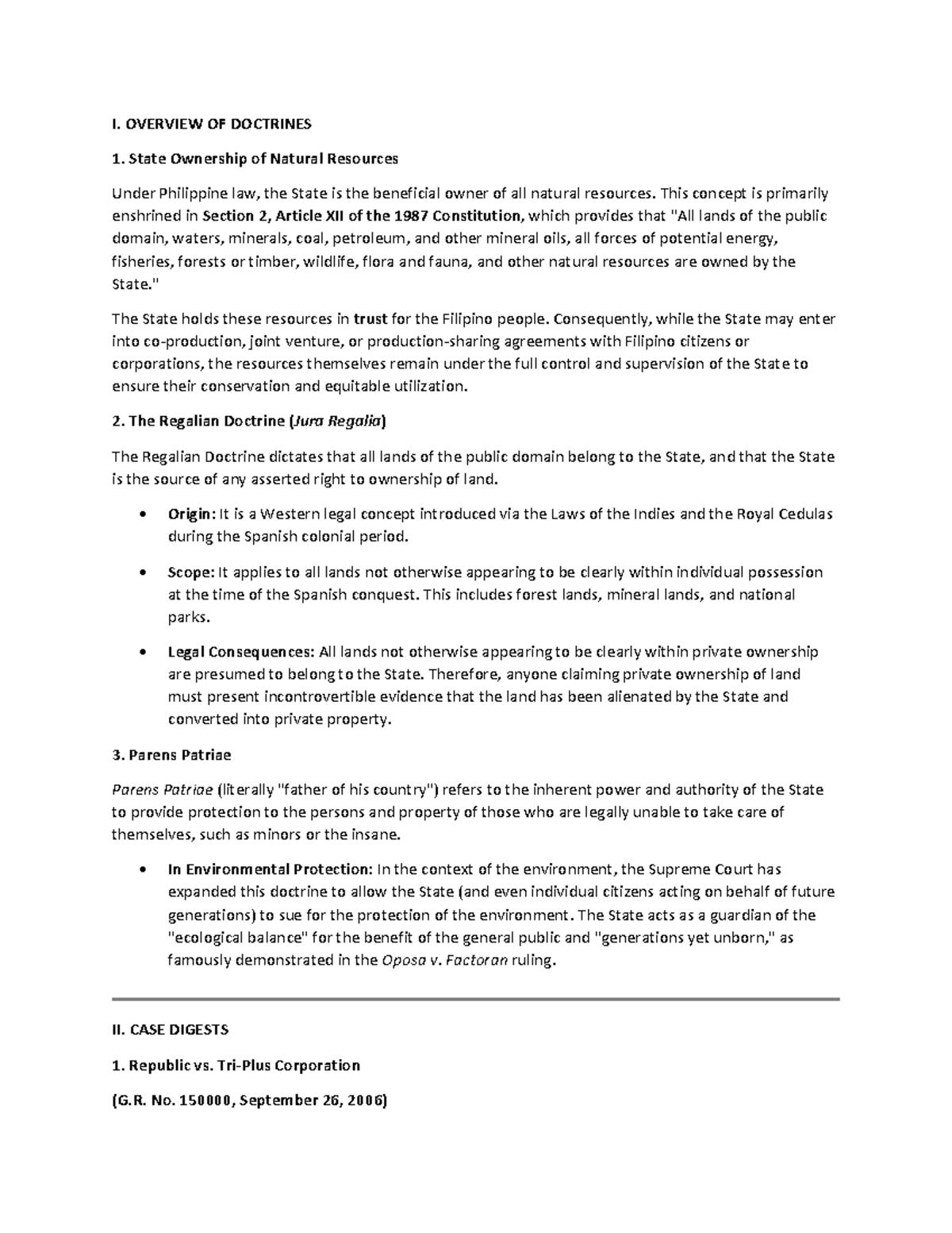 Nat Res-Notes: Overview of Doctrines and Legal Frameworks - Studocu