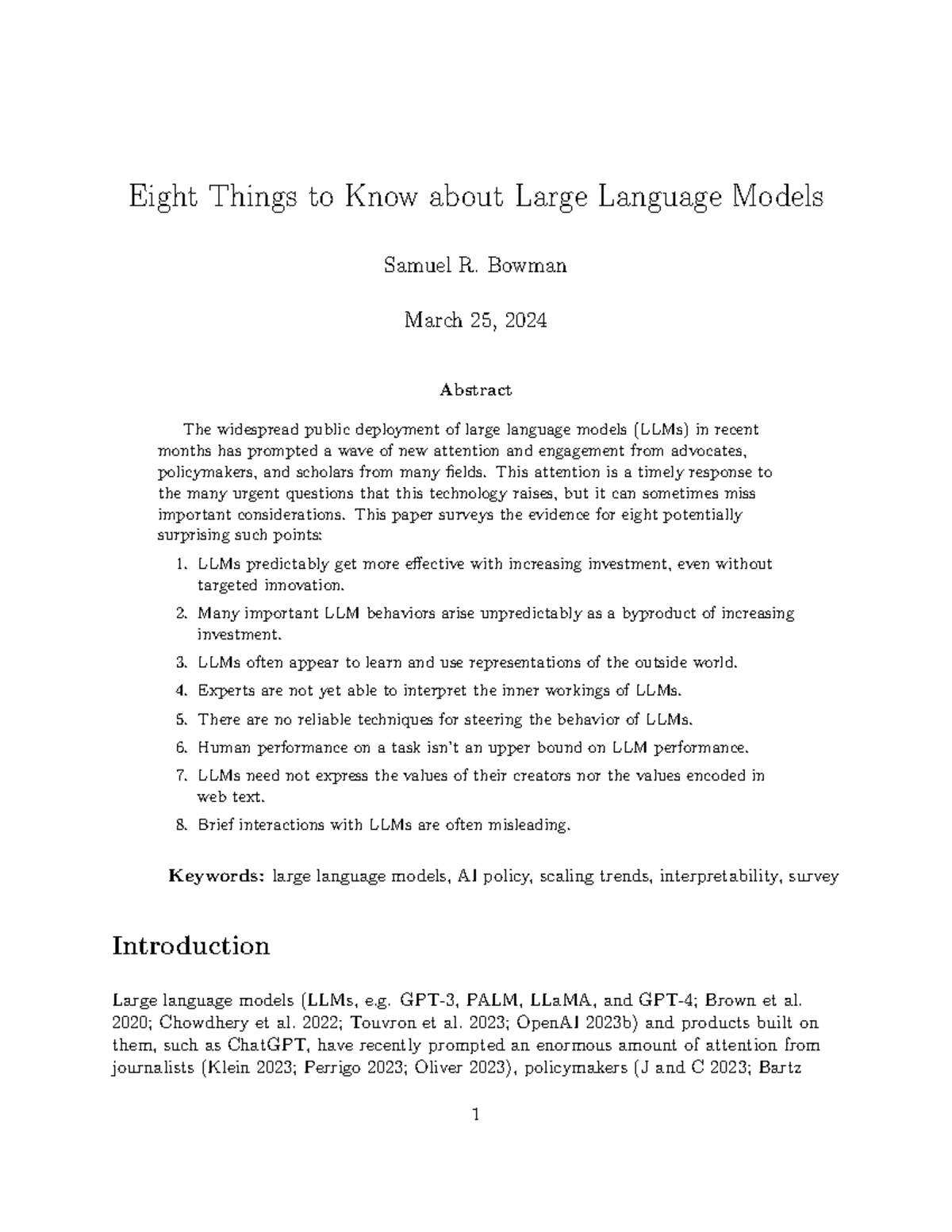 Eight Key Insights on Large Language Models (LLM) - Research Paper ...