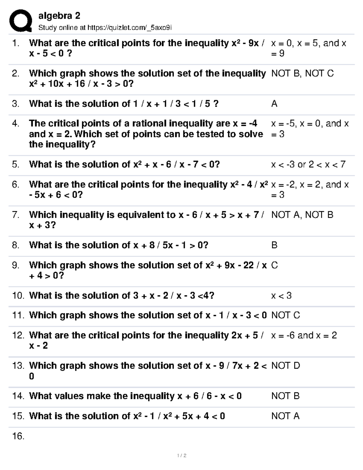 0ab5cbe0 edcf 4e66 b442 dc9c52f4ae59 - algebra 2 Study online at ...