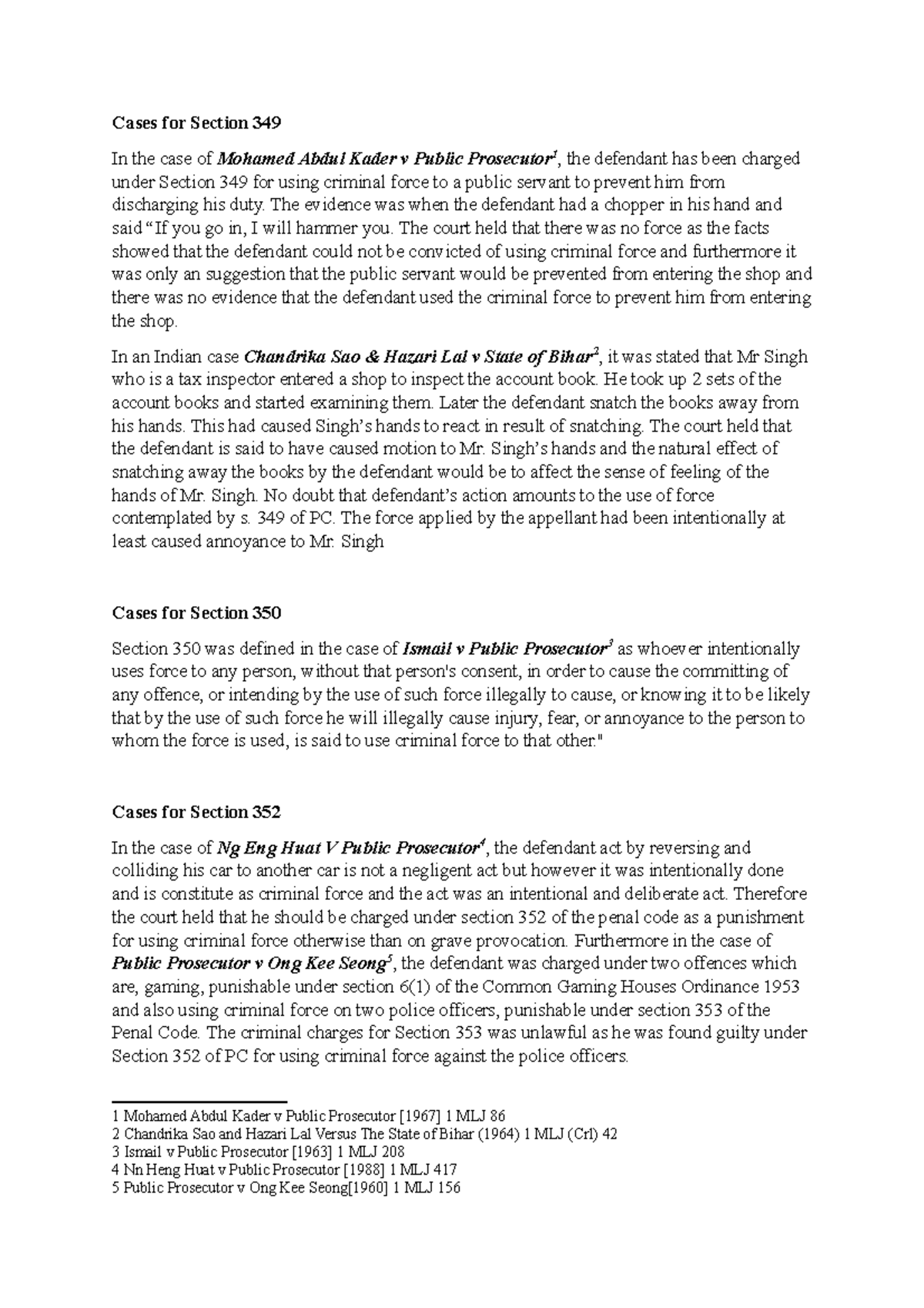 Cases Analyzed for Sections 349, 350, and 352 of Penal Code - Studocu