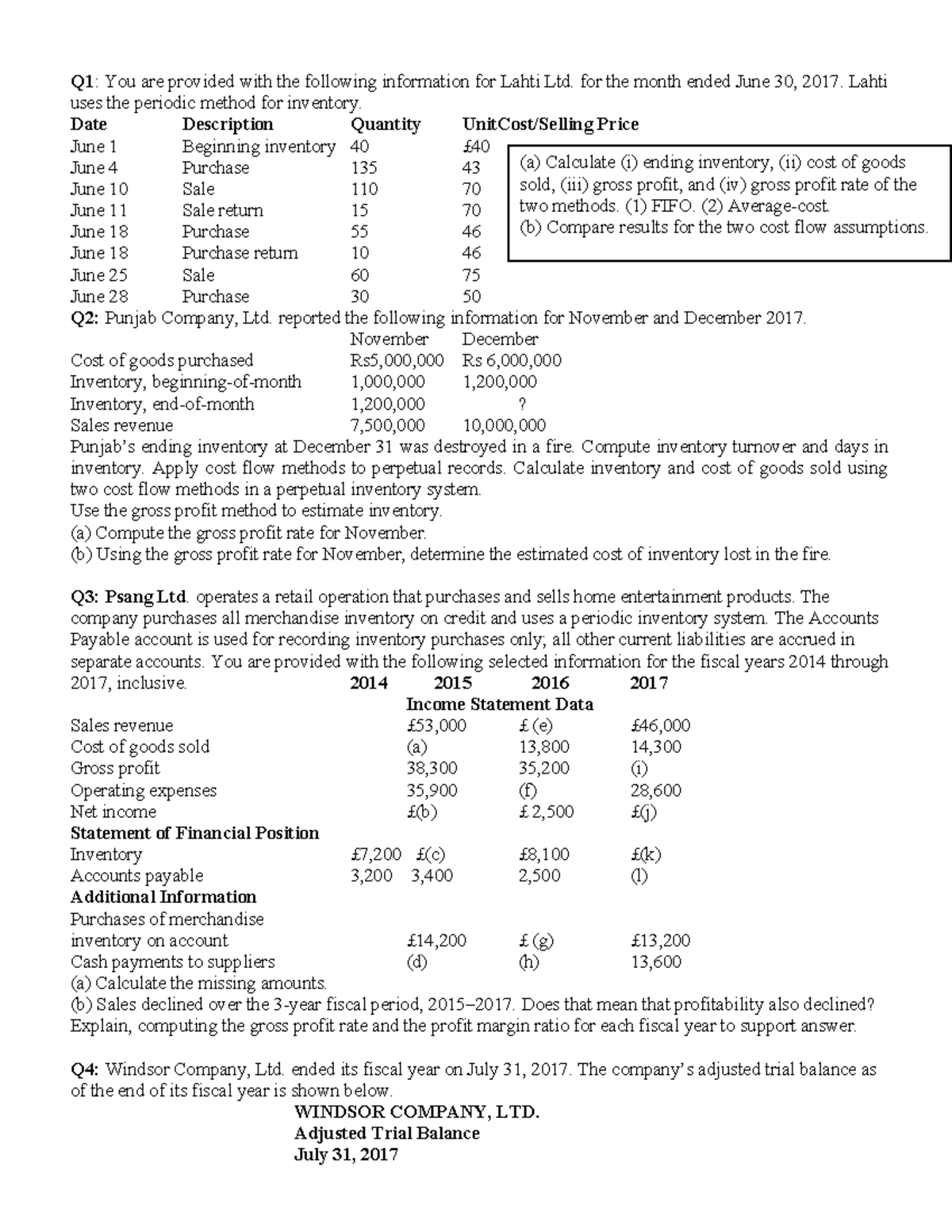 Quiz 2 Practice Questions for Accounting (ACCT 101) - Studocu