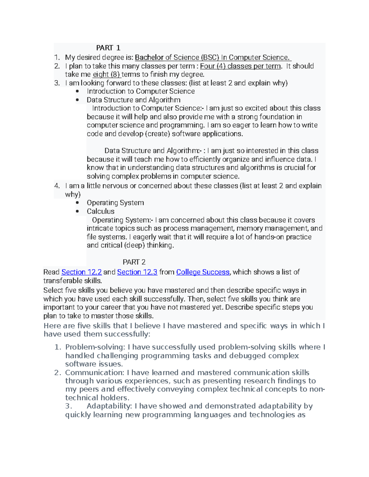 BSC in Computer Science Learning Journal Reflection Unit 3 - Studocu