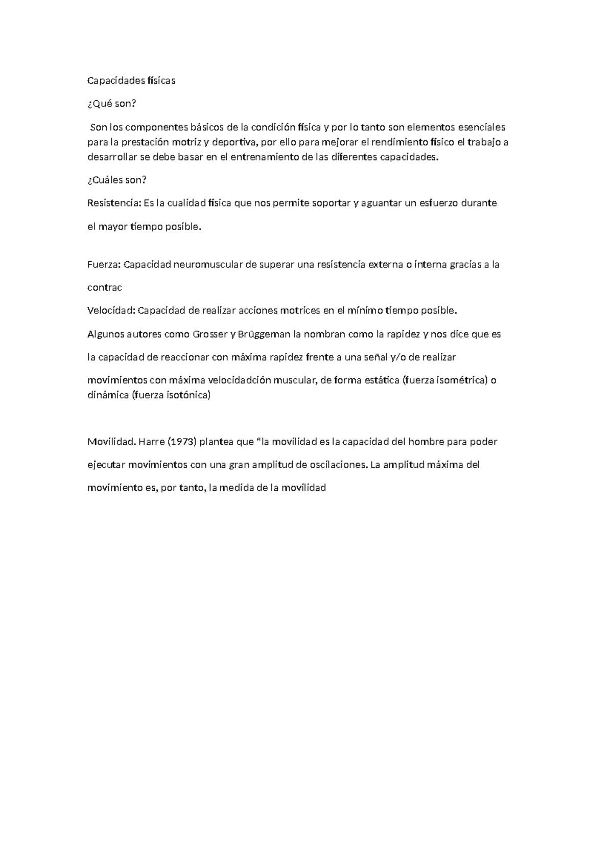 Capacidades Físicas: Componentes de la Condición Física - Studocu