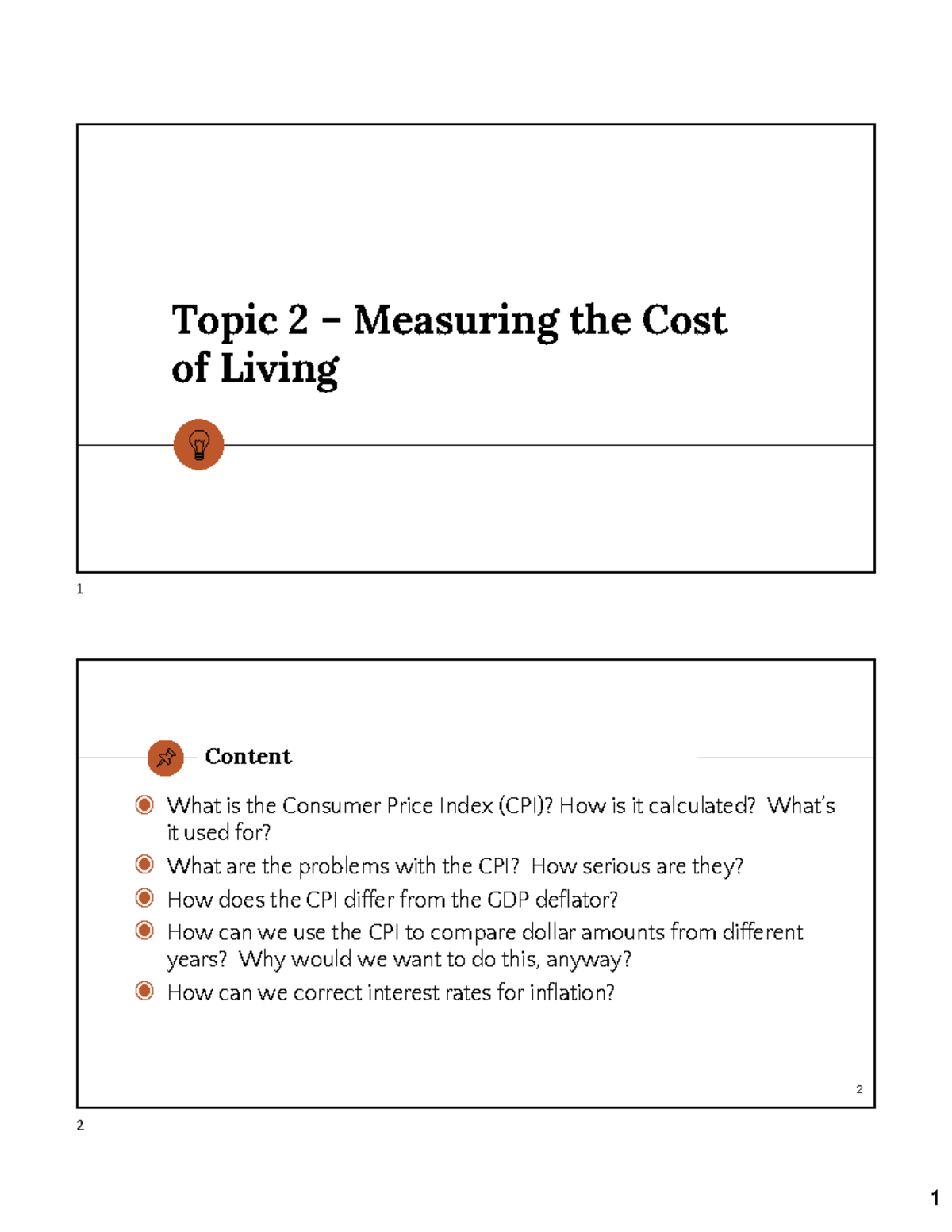 Topic 2: Measuring the Cost of Living - CPI Analysis and Implications ...