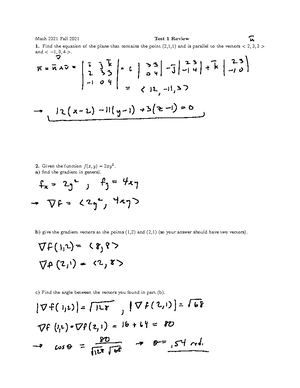 Quiz 2 sample problems for Calculus 3 - Unit 2 practice problems - Studocu