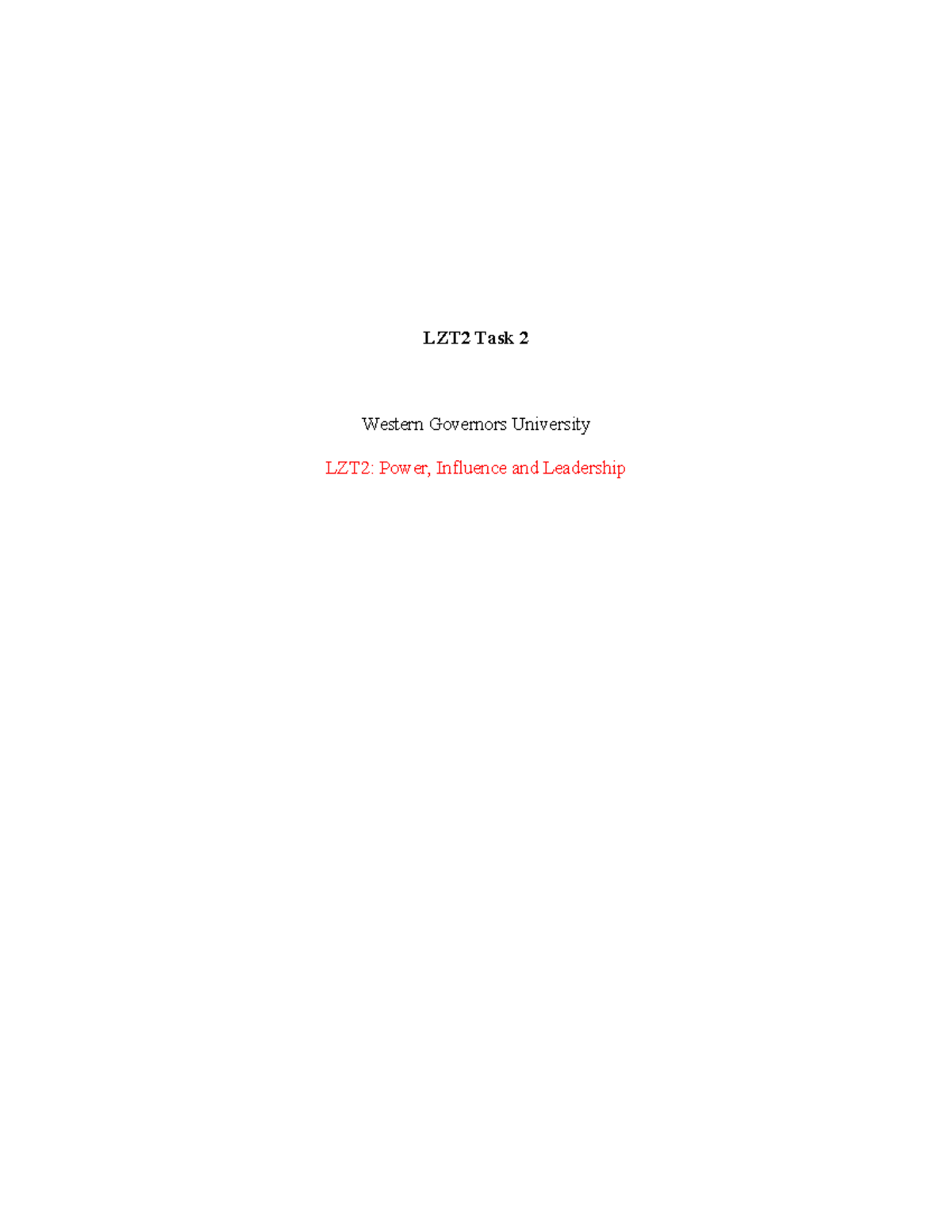 LZT2 Task 2 Assignment - Task 2 Competent A-G - LZT2 Task 2 Western ...