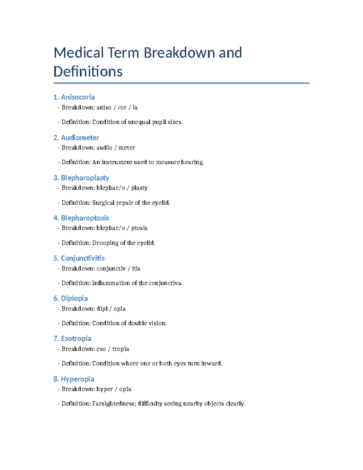Medical Terminology: Word Surgery (Muscular) Definitions and Terms ...