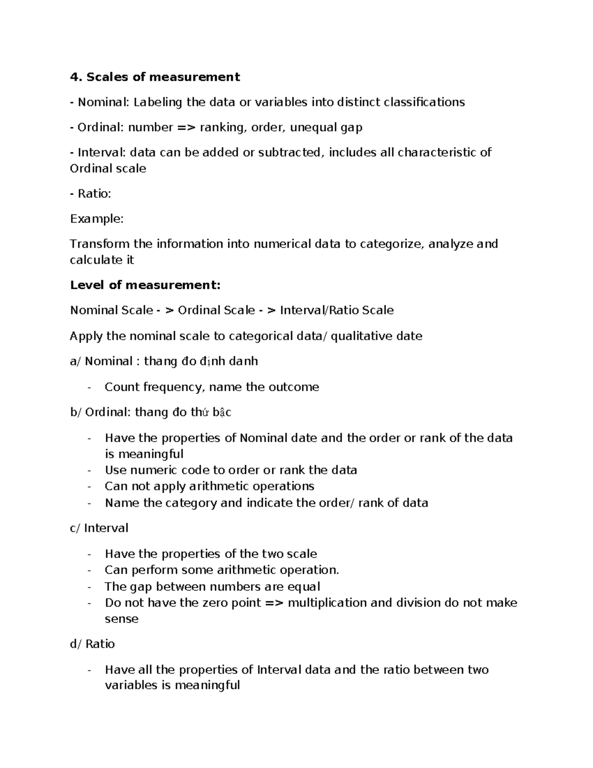 4. Scales of Measurement and Data Collection Methods - Chapter 2 Notes ...