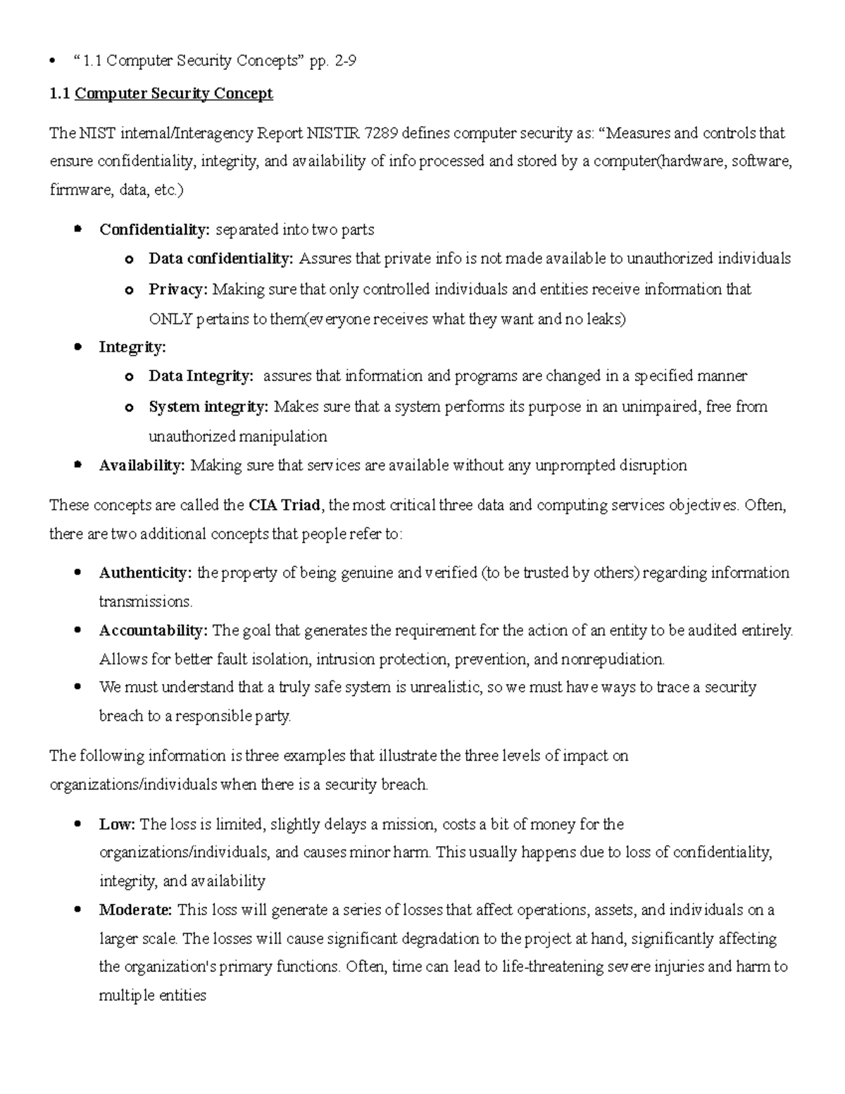 Midterm 1 Study Guide - “1 Computer Security Concepts” pp. 2- 1 ...