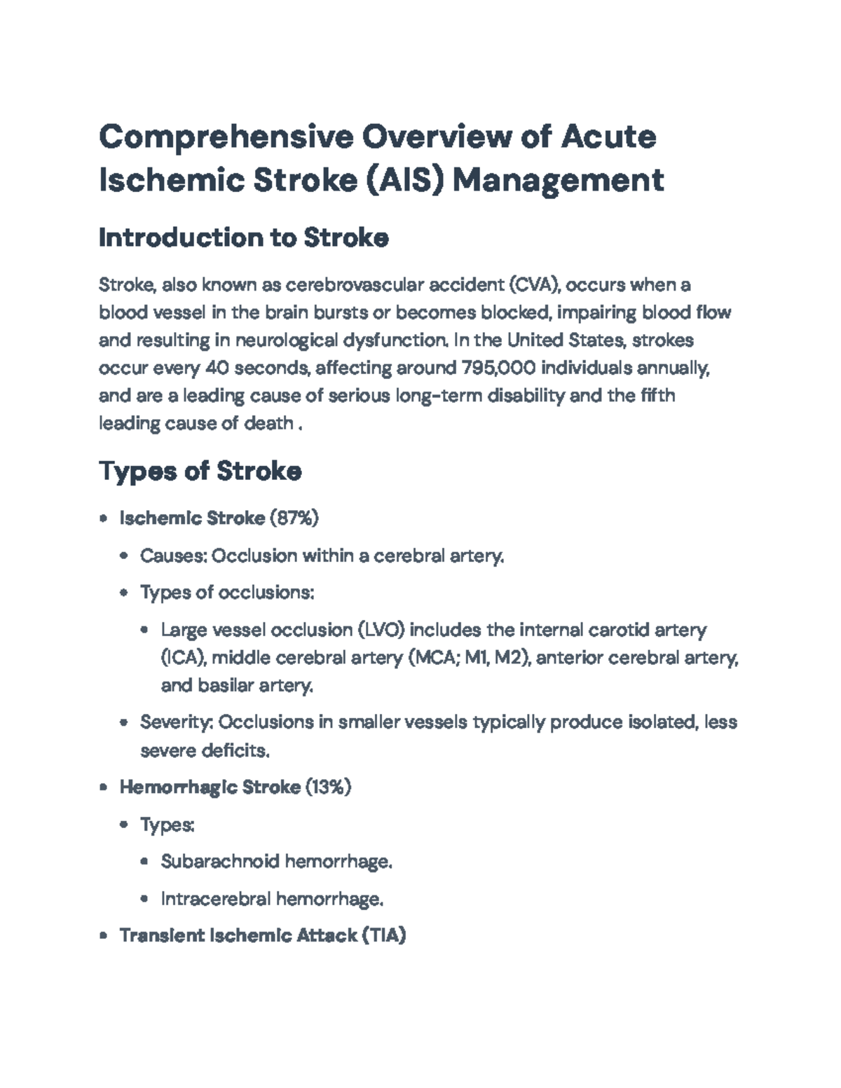 Comprehensive Management of Acute Ischemic Stroke (AIS) - Comprehensive ...