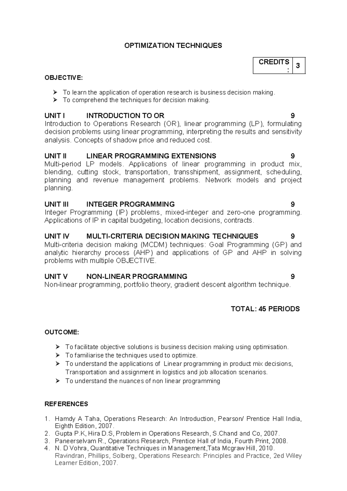 II Sem - Optimization Techniques: Comprehensive Study Guide - Studocu