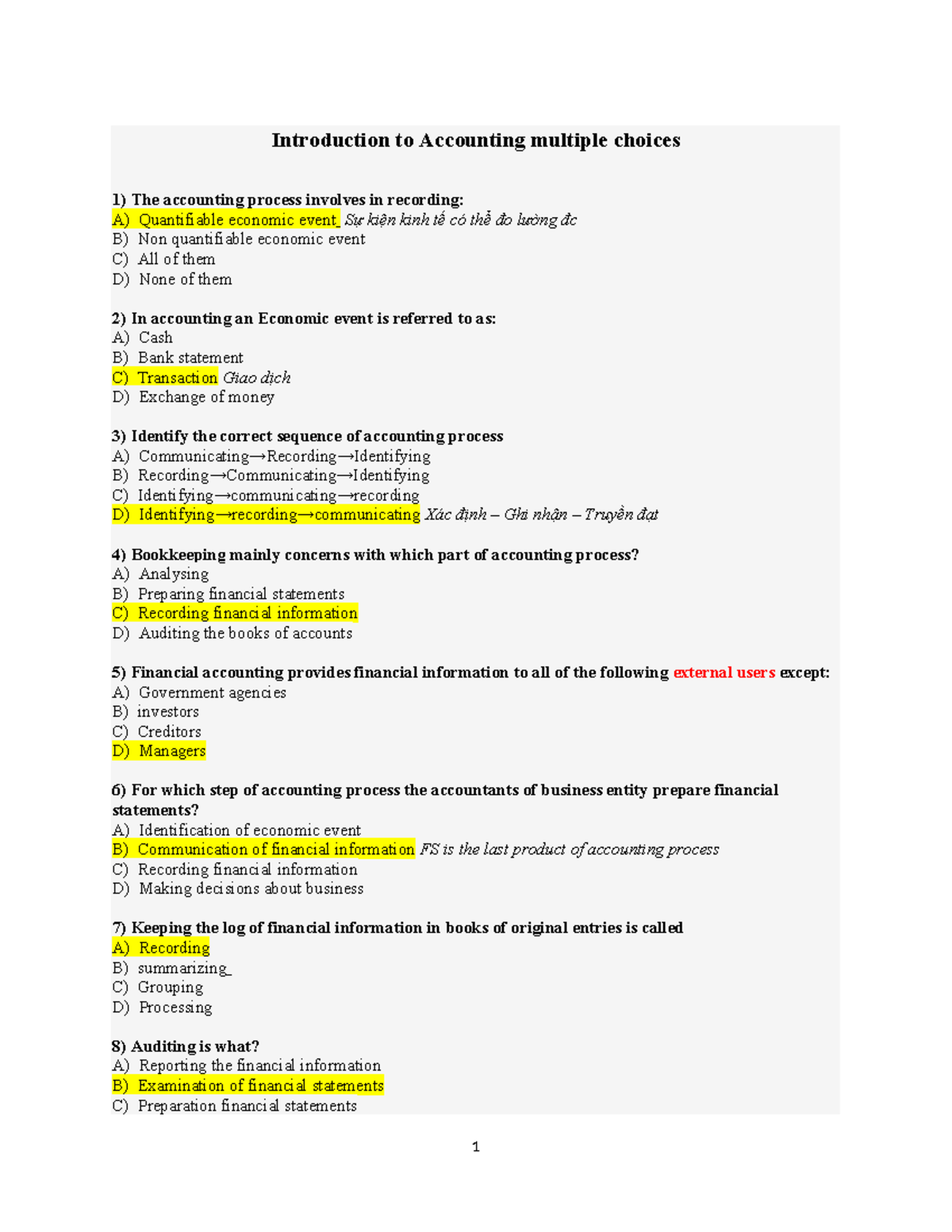 Introduction to Accounting Quiz Questions - Week 3 - Studocu