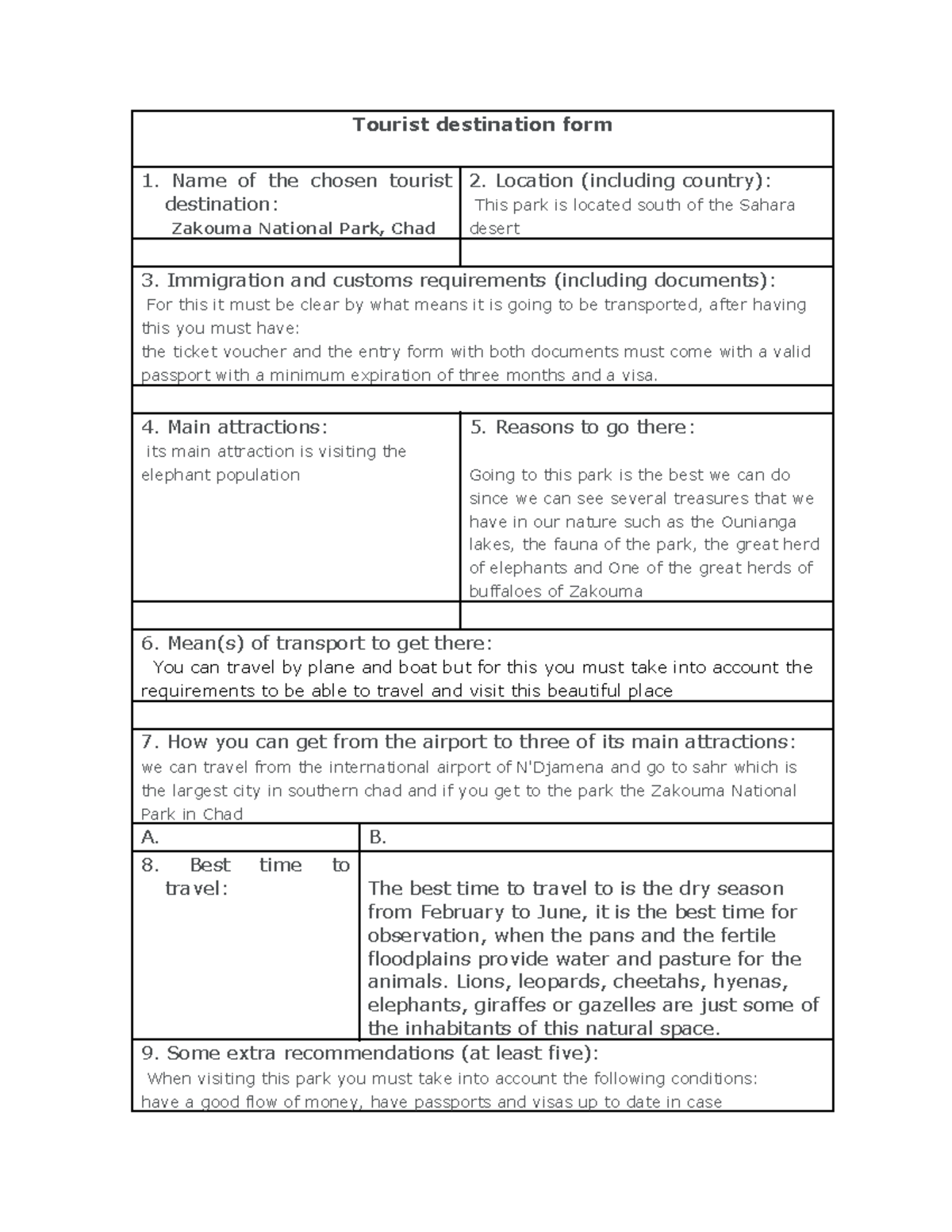 Ingles 3- Laptop- Lcmec 859 - Tourist destination form 1. Name of the ...