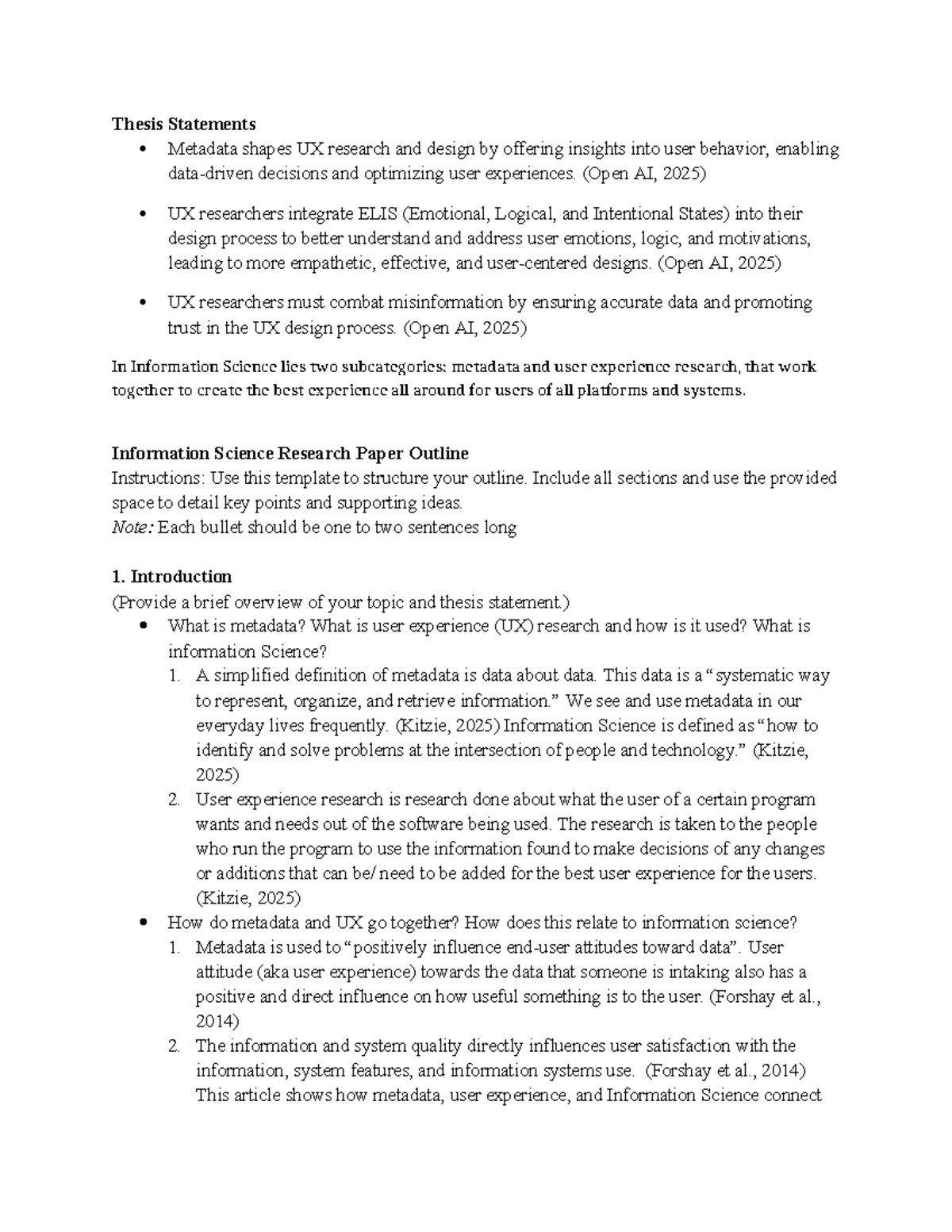 Information Science Research Paper Outline: Metadata & UX Integration ...