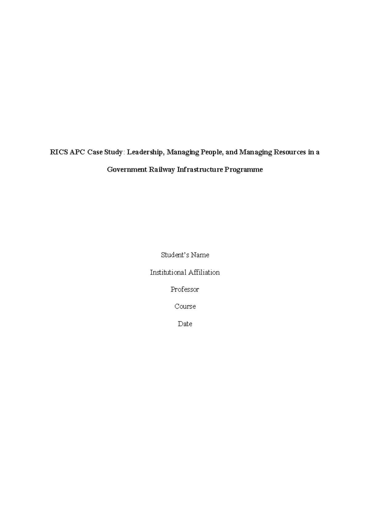 RICS APC Case Study: Leadership & People Management in Rail ...