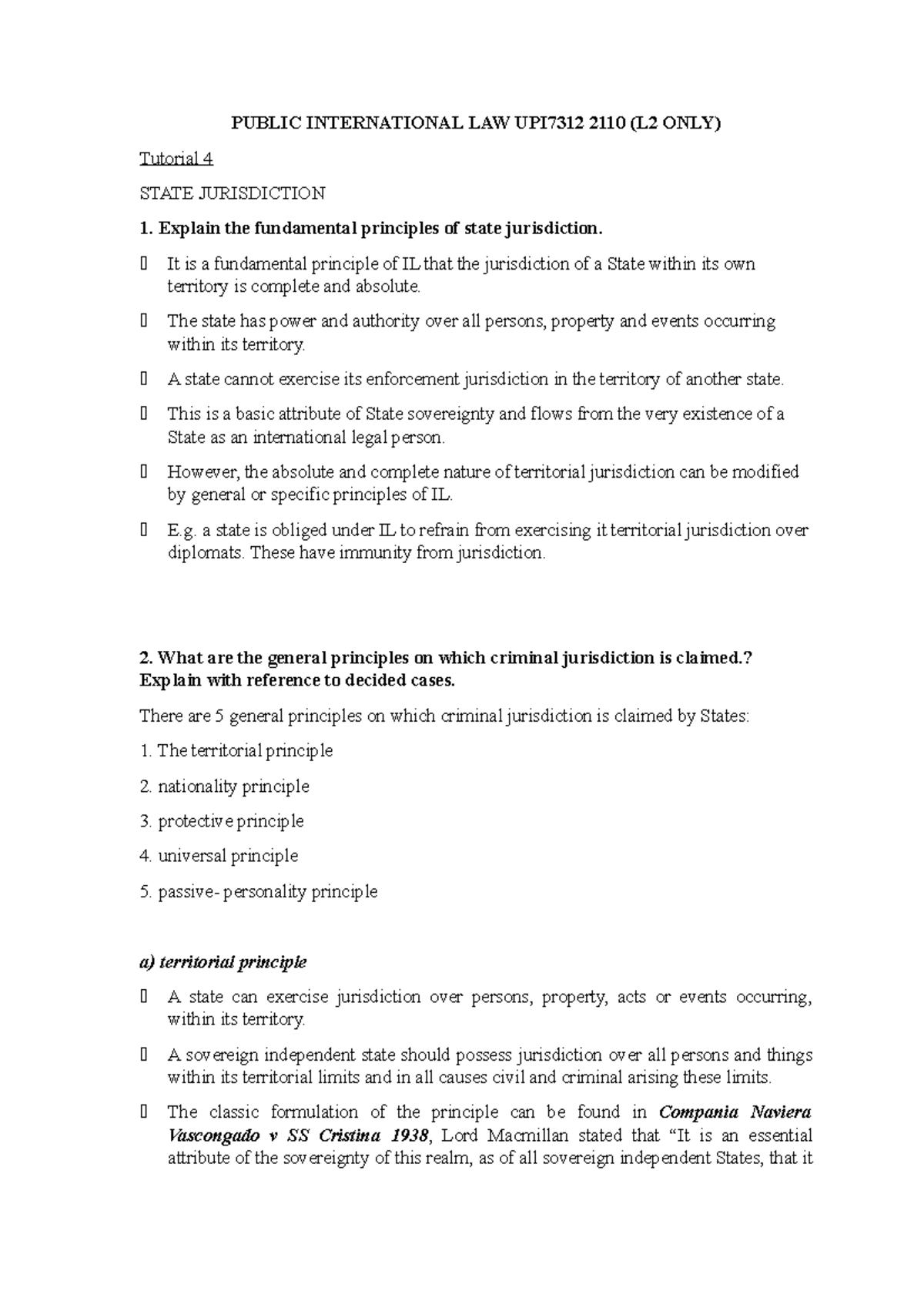 382976 PIL TUT 4 Principles of State Jurisdiction in International Law ...