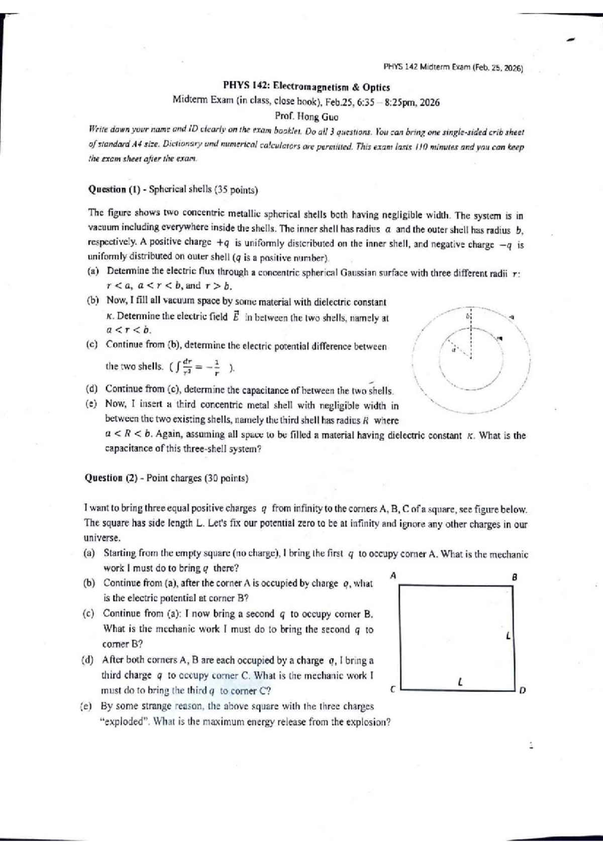 PHYS 142 Midterm Exam Study Guide (Feb. 25, 2026) - Studocu