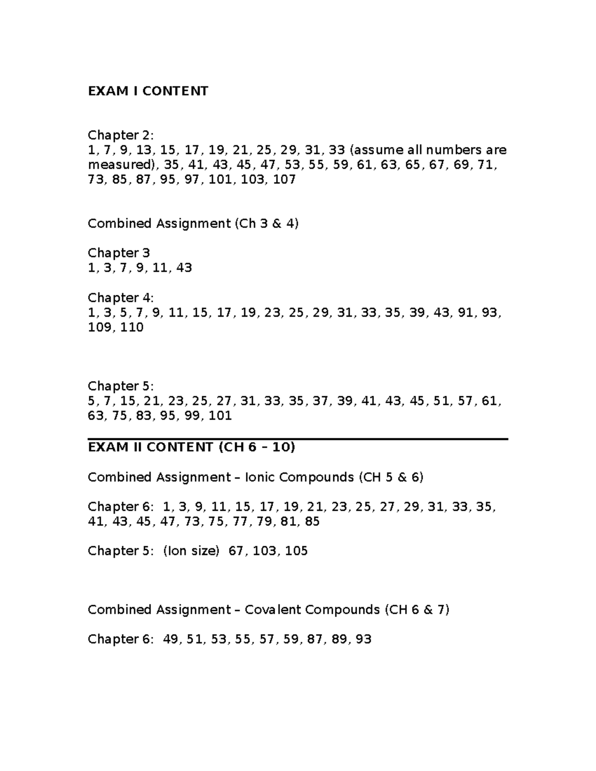 EXAM I & II Content Review for Course Code ABC123 - Studocu