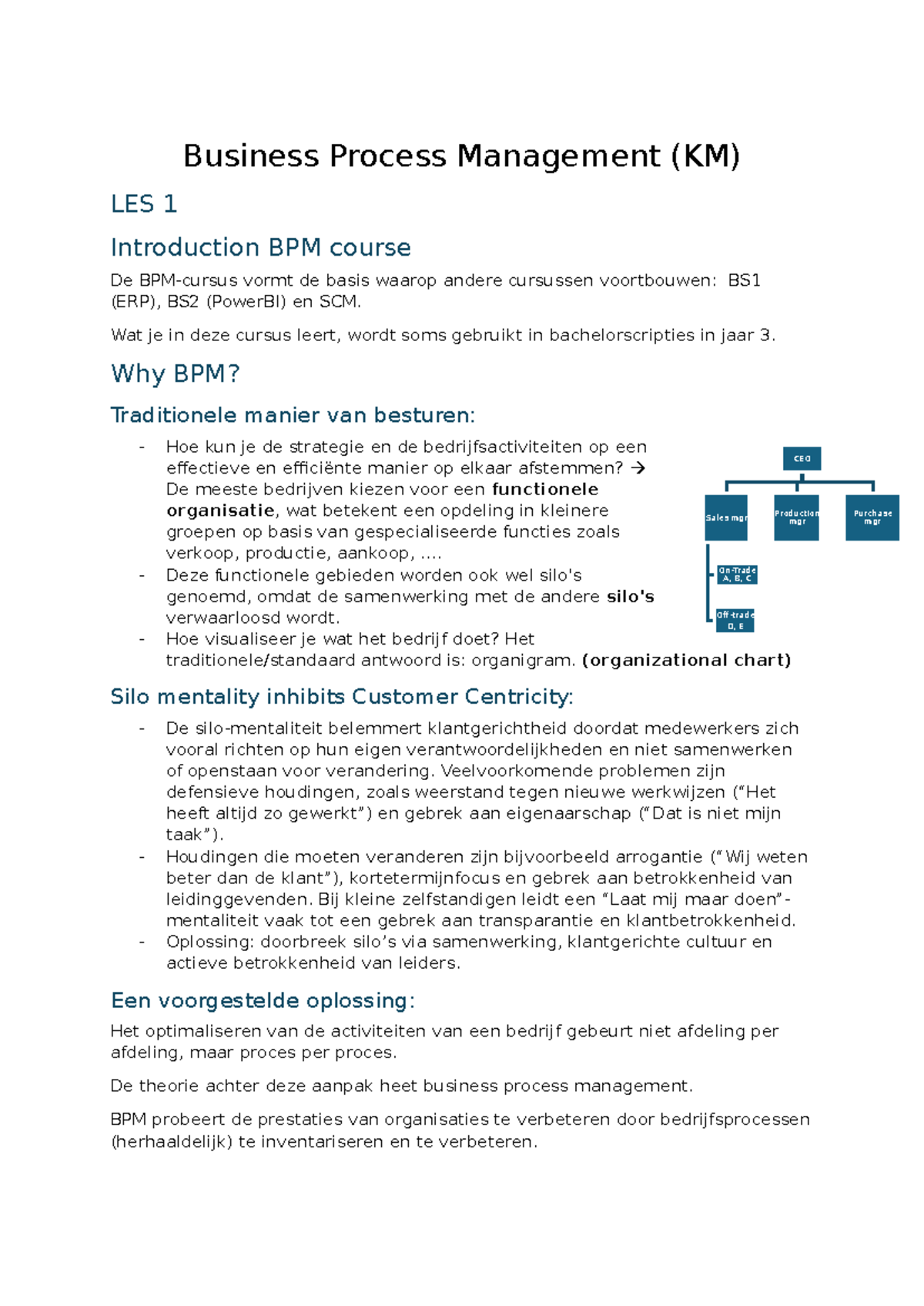 Business Process Management Course (BPM) - Lecture Notes - Studocu