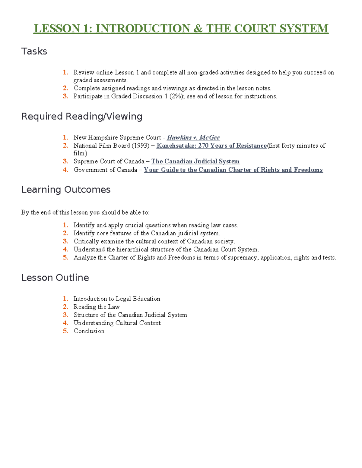 PO209 Lesson 1 - Intro to the Court System Lecture Notes - Studocu