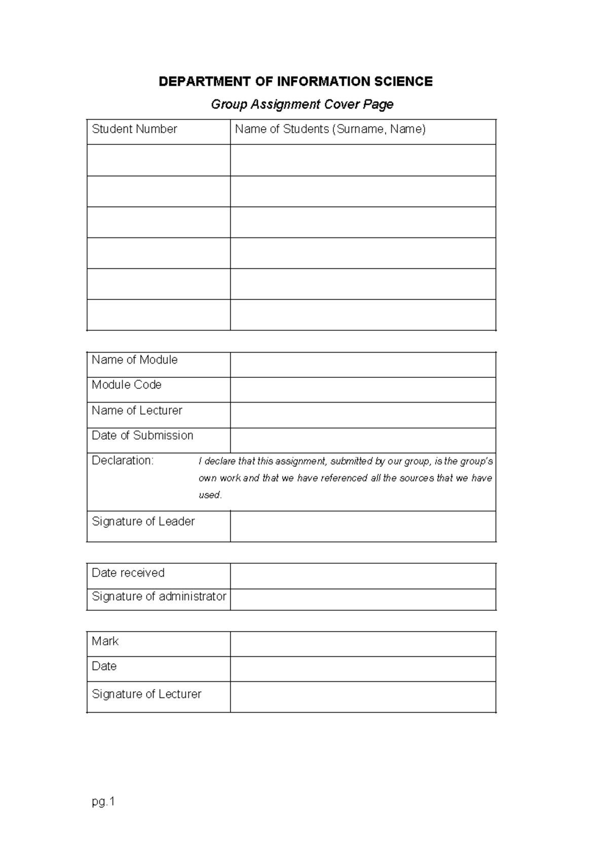 Group Assignment Template - DEPARTMENT OF INFORMATION SCIENCE Group ...