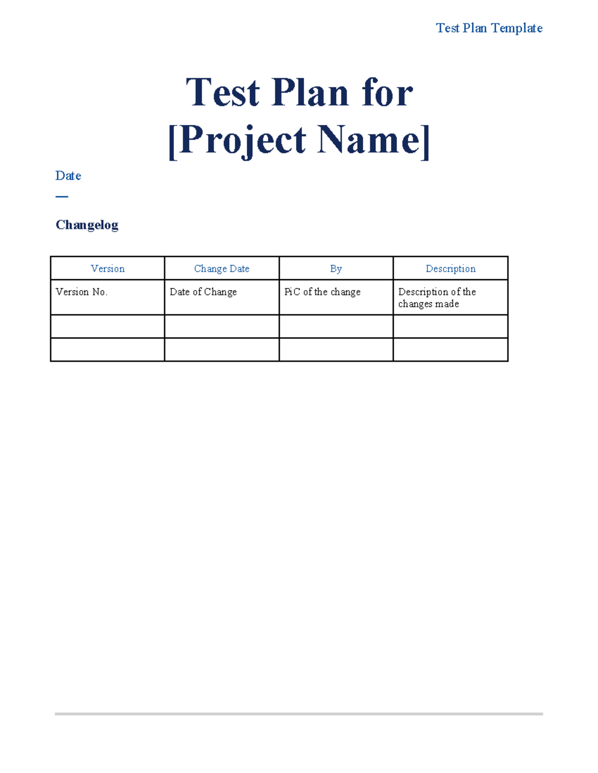 Test Plan Template for Project Management at FPT University - Studocu