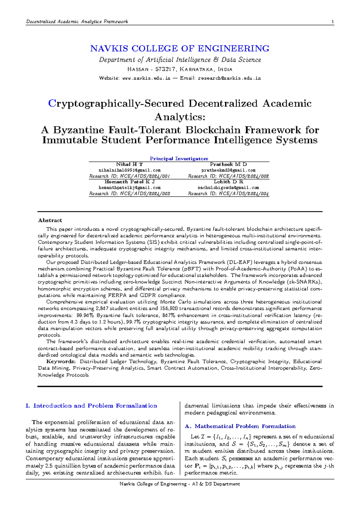Decentralized Academic Analytics Framework: A Byzantine Blockchain ...
