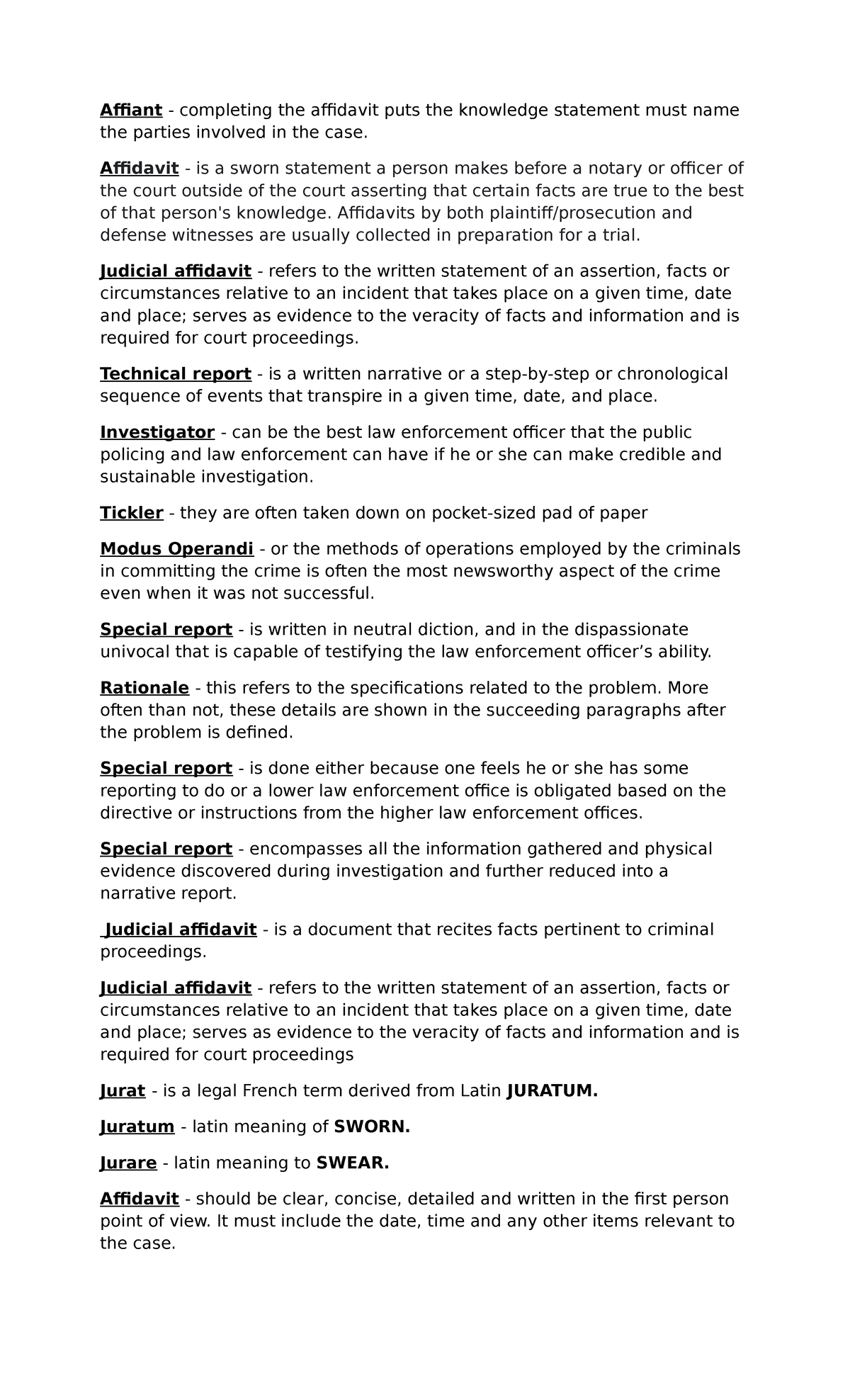 CRIM-123: Legal Forms for Criminal Detection & Investigation - Studocu