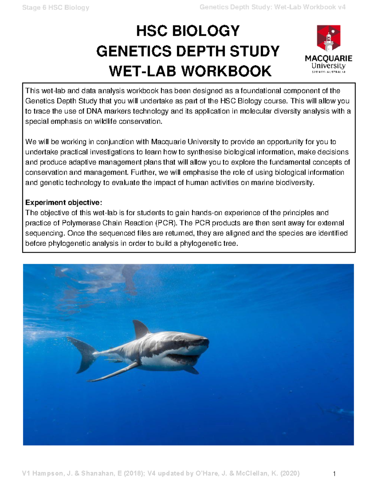 HSC BIOLOGY: Genetics Depth Study Wet-Lab Workbook (Final Version ...