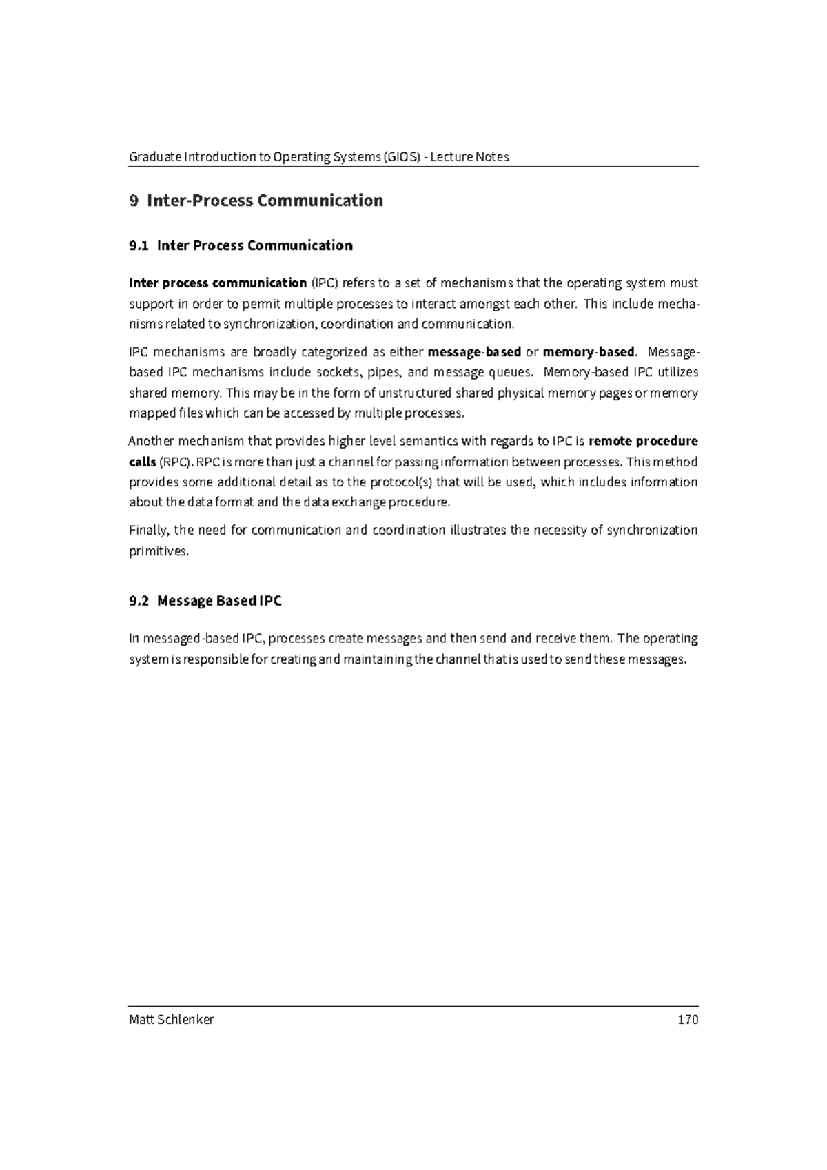 GIOS Lecture Notes: Interprocess Communication Overview - Studocu