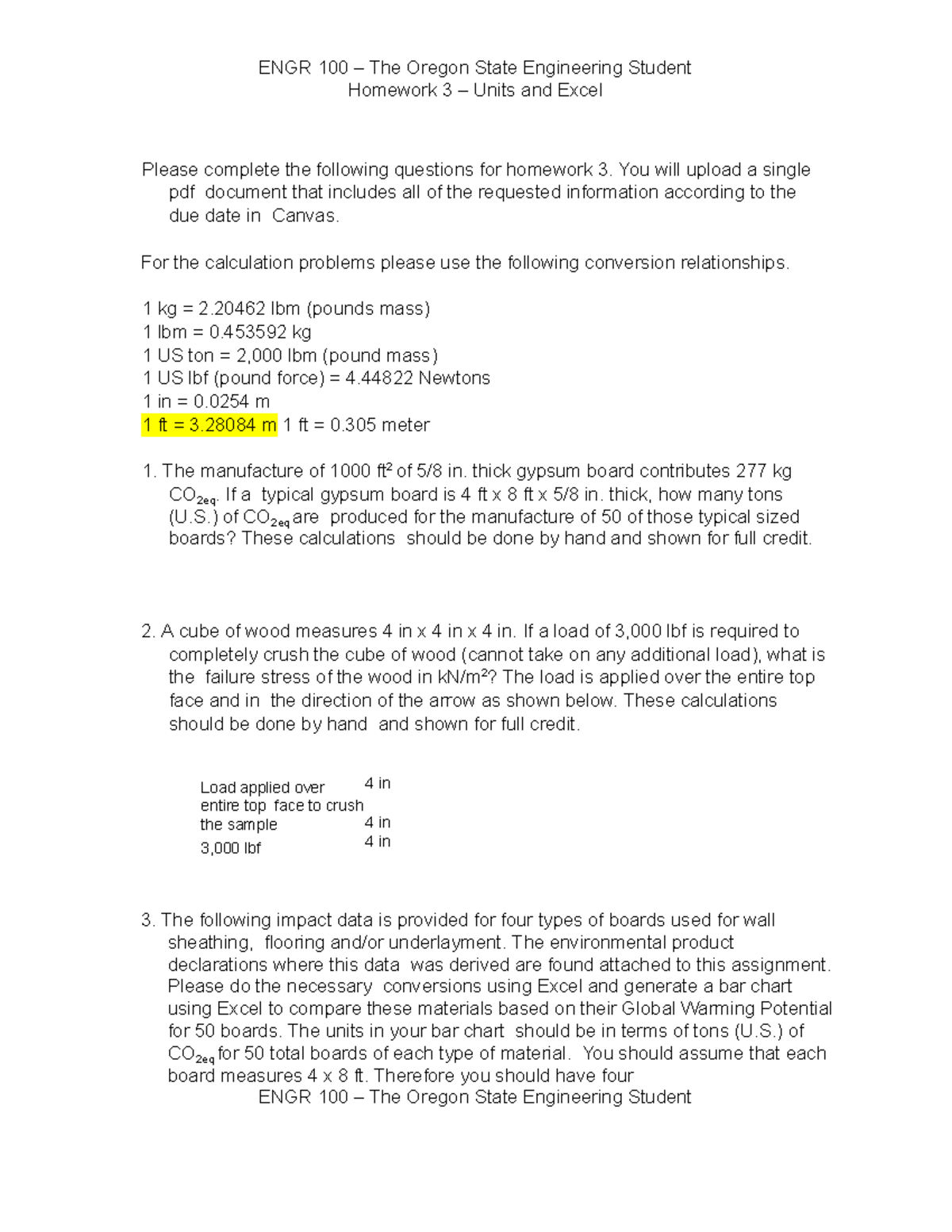 Homework 3 ENGR 100 - ENGR 100 – The Oregon State Engineering Student ...