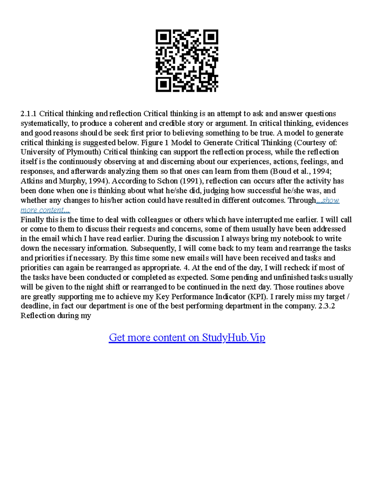 Sample Critical Analysis Essay - 2.1 Critical thinking and reflection ...