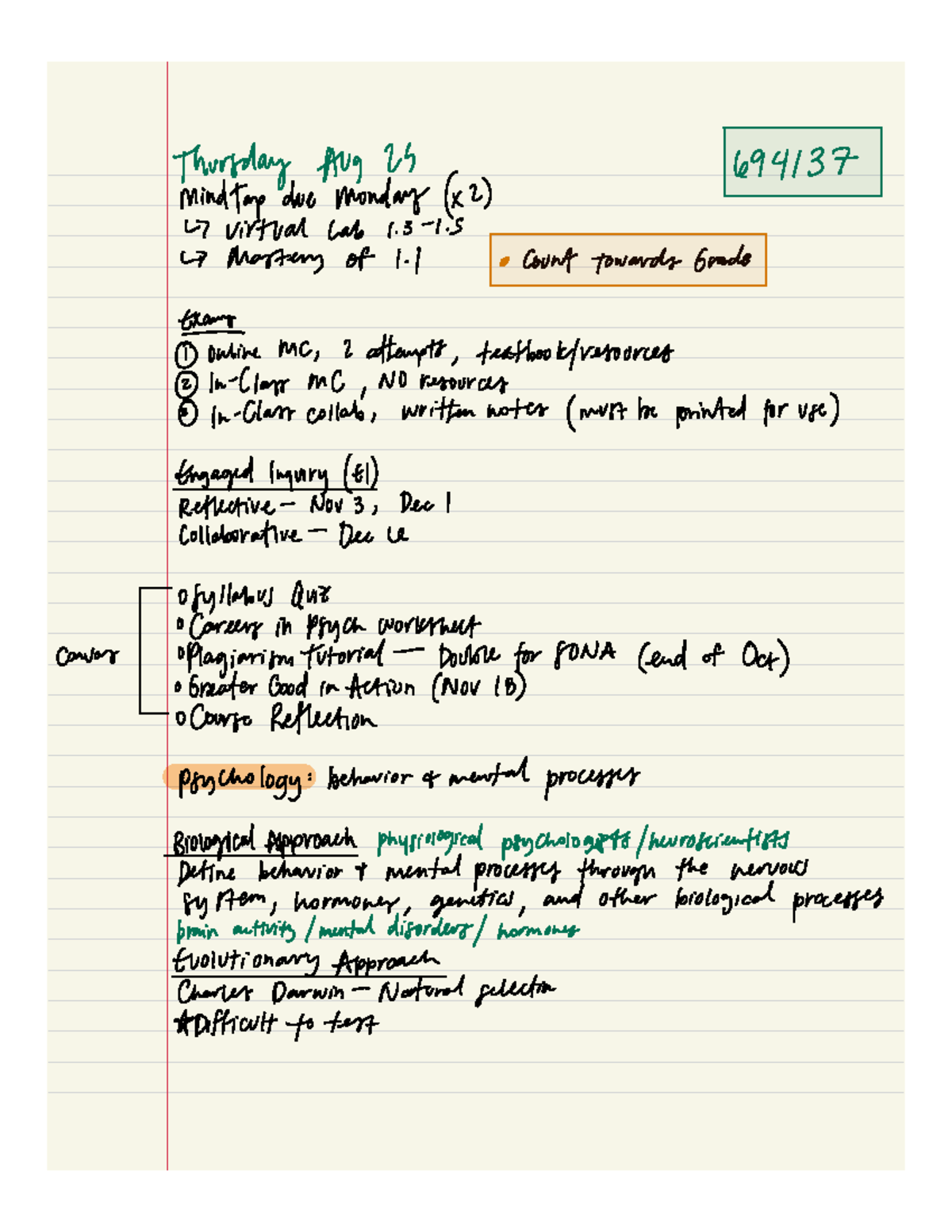 Psych 110: Chapter 1 Notes on Psychological Approaches and Methods ...