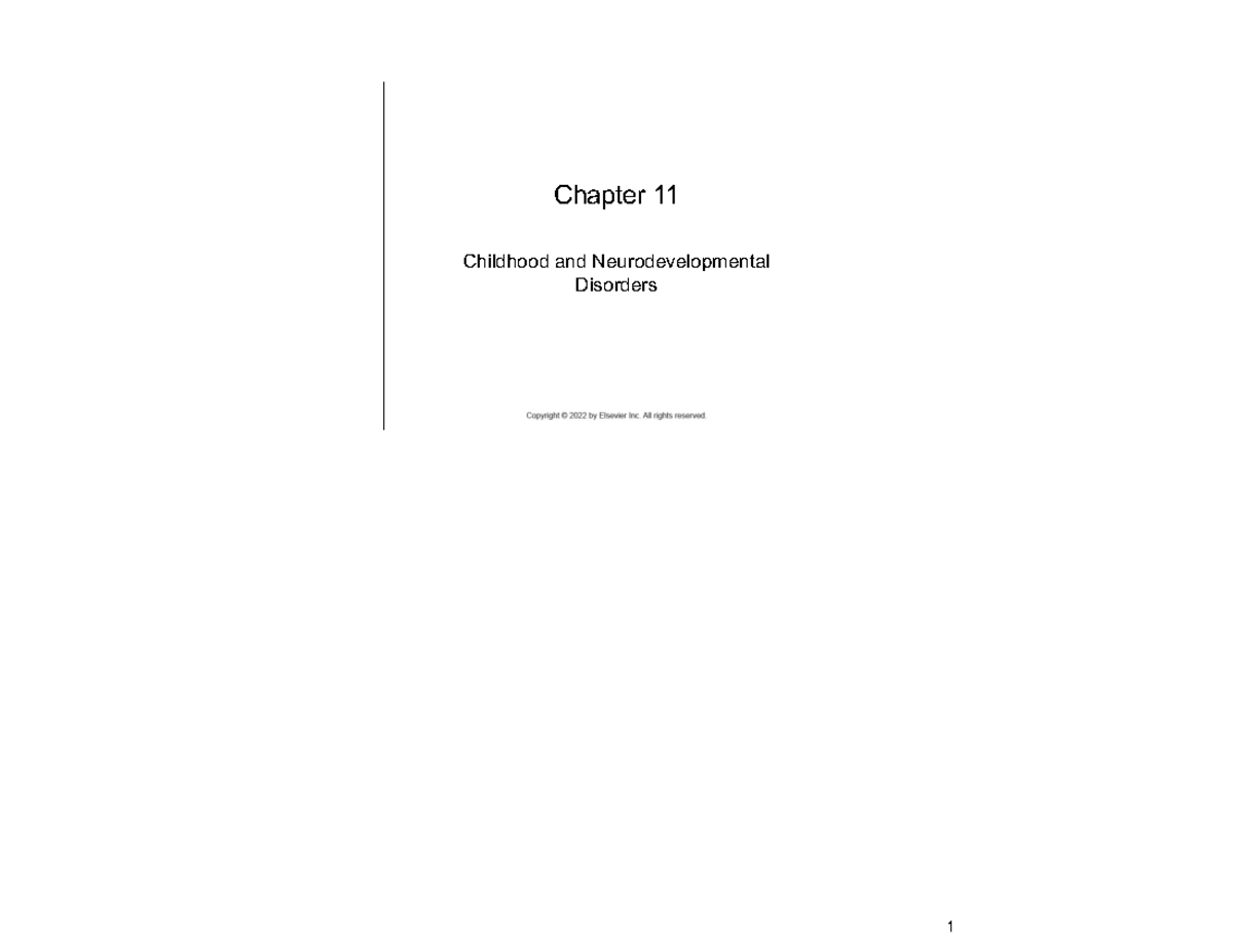 Chapter 011: Childhood and Neurodevelopmental Disorders Overview - Studocu