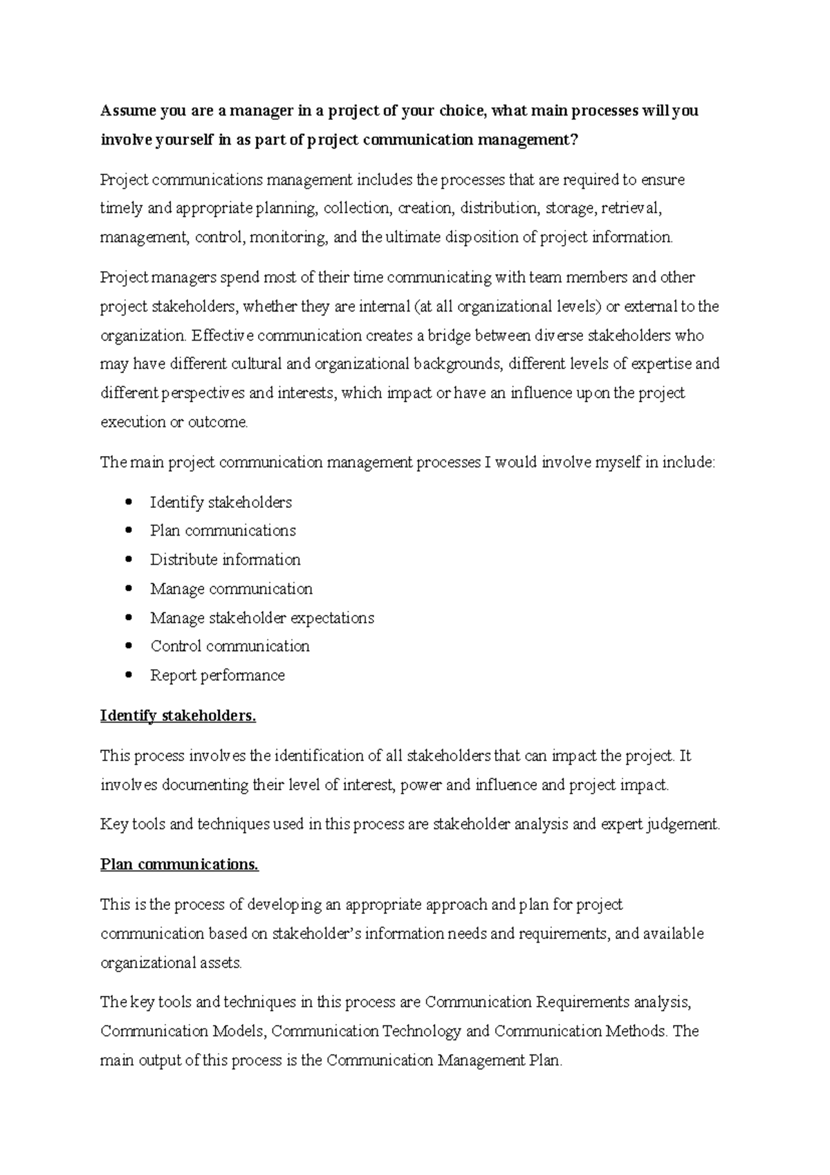 Project Communications Management Processes: An Overview - Studocu