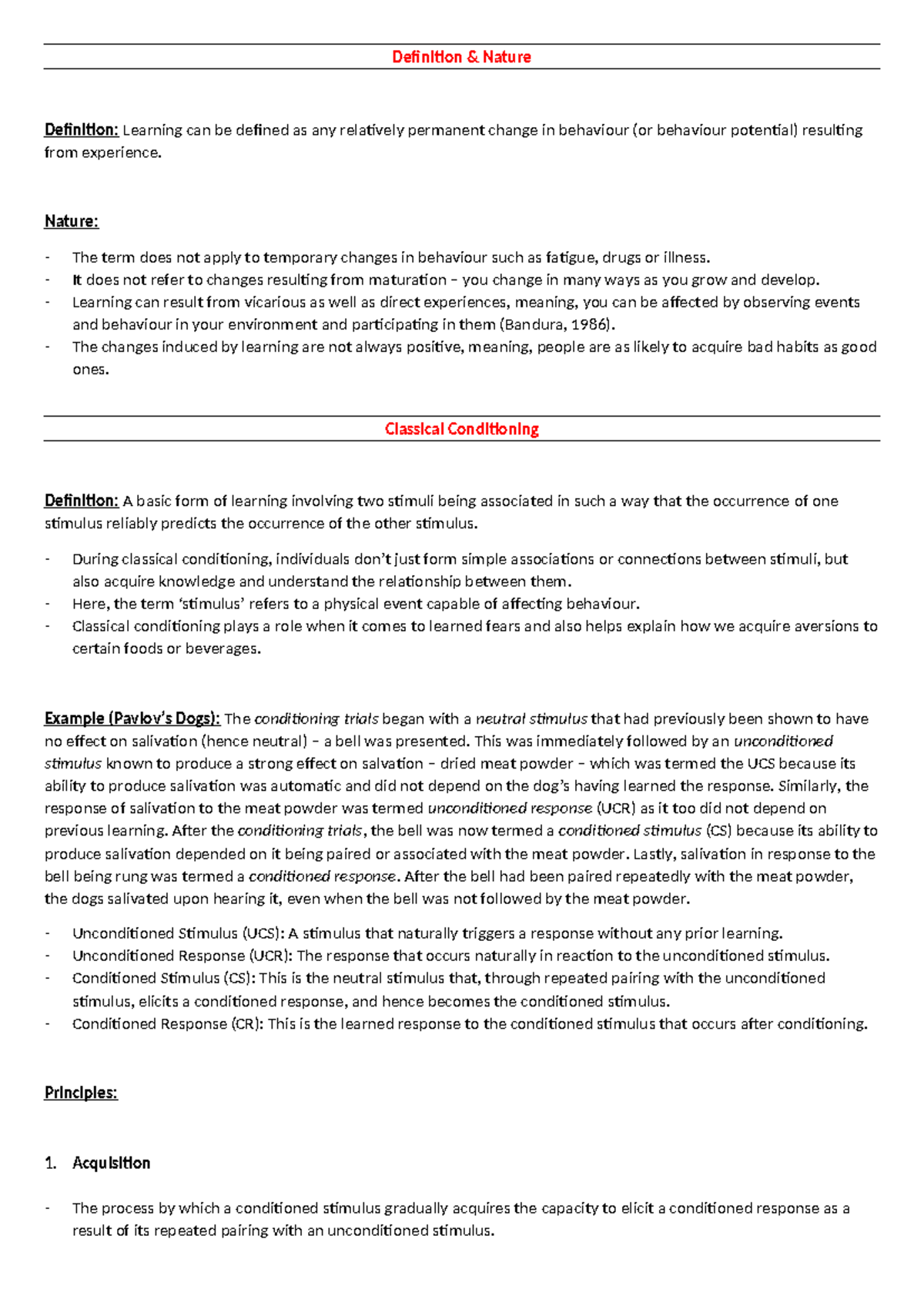 Unit 1 - Personal Notes - Definition & Nature Definition: Learning can ...
