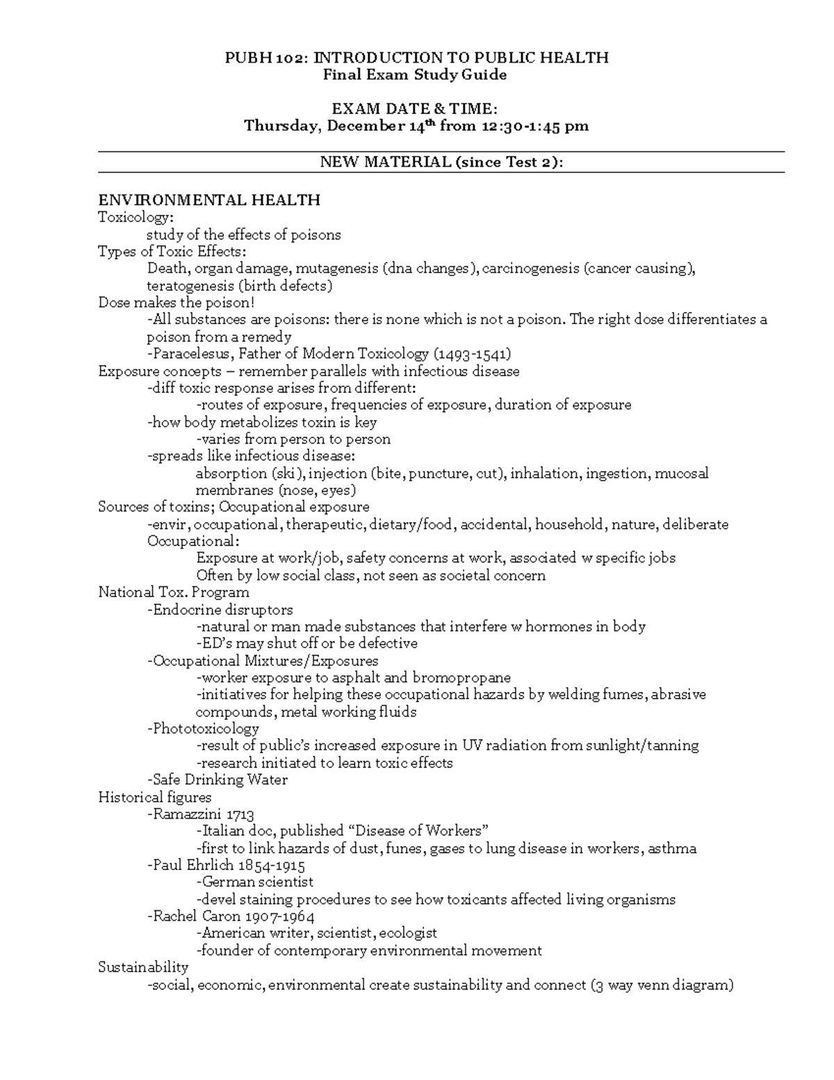 PUBH 302 Final Exam Study Guide: Key Topics and Concepts - Studocu