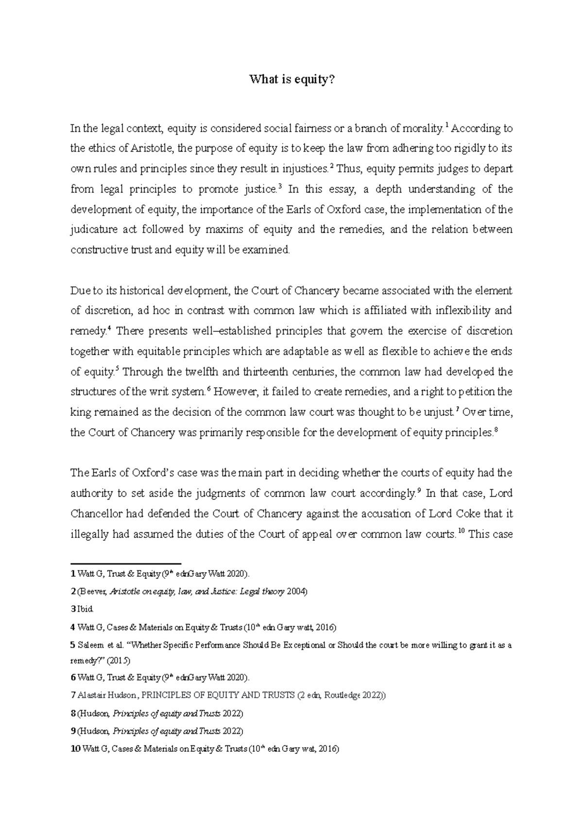 Equity Coursework 1: Understanding the Development and Principles of ...