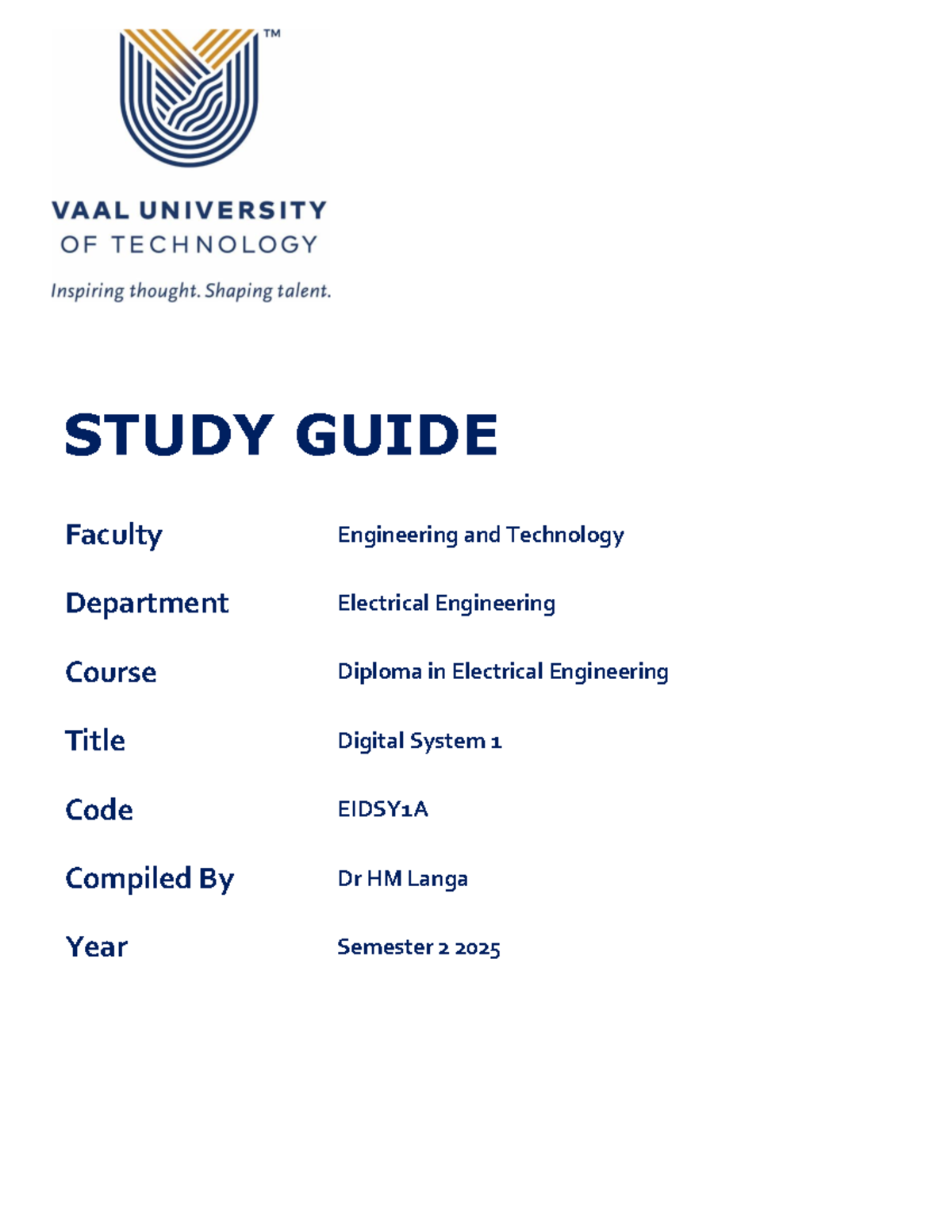 EIDSY1A Digital Systems 1 Study Guide for Semester 2, 2025 - Studocu