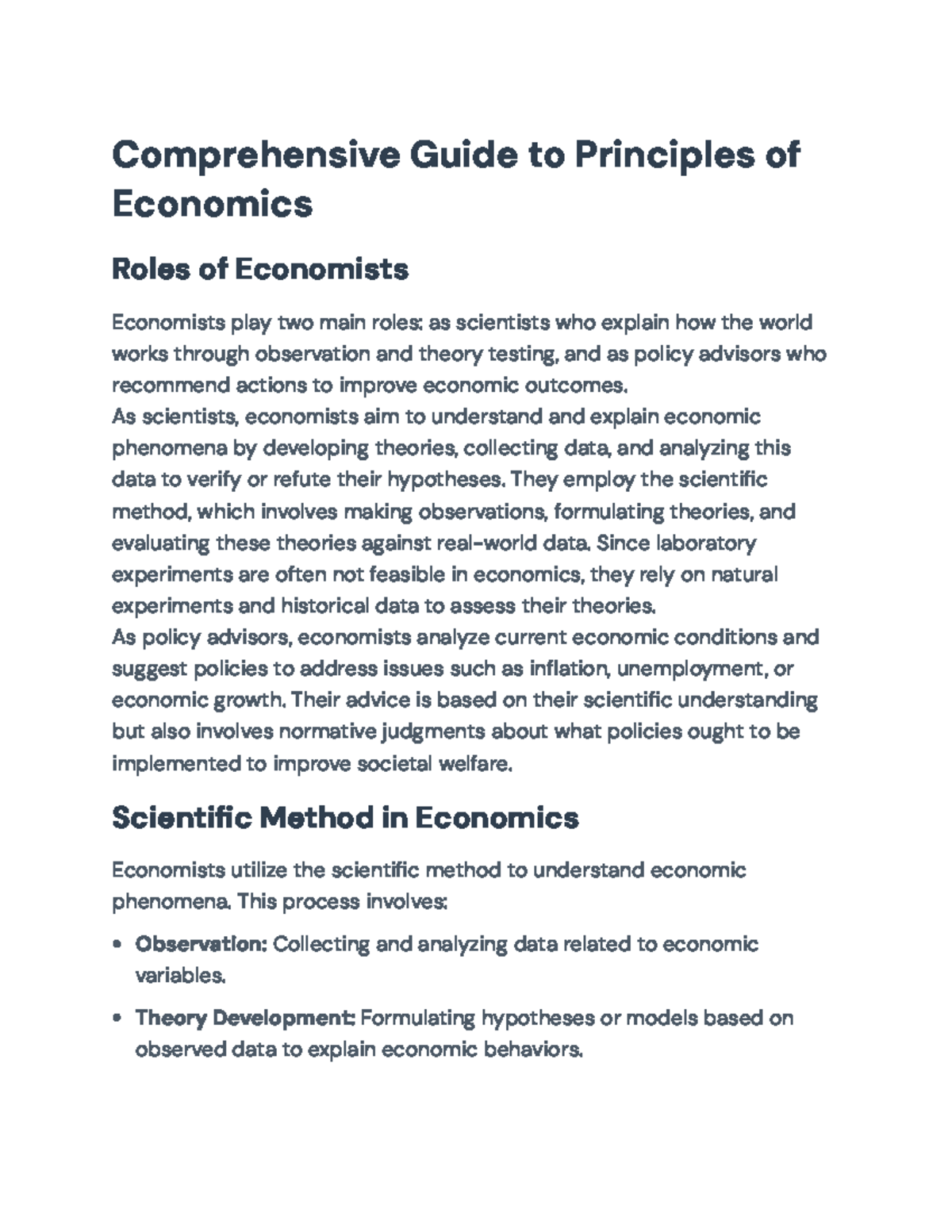 Comprehensive Guide on Principles of Economics (ECO 101 ...