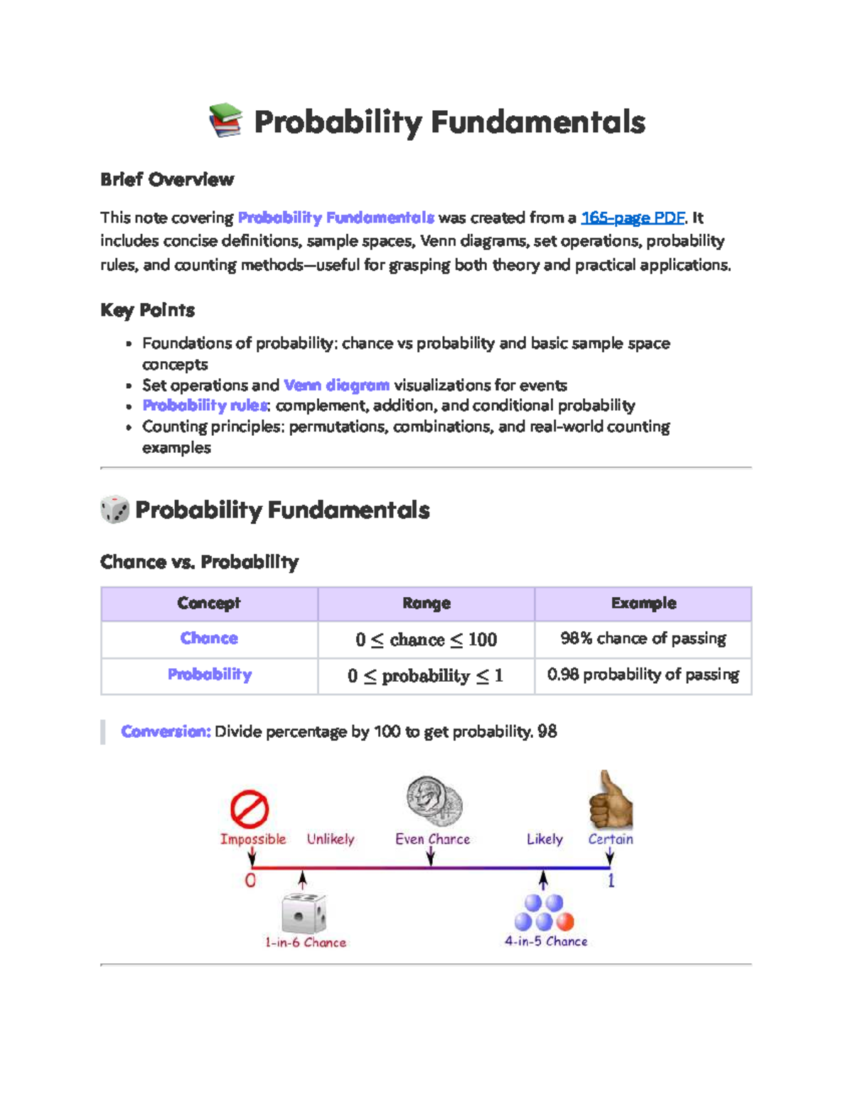 Probability Fundamentals: Chapter 3 Overview and Key Concepts - Studocu