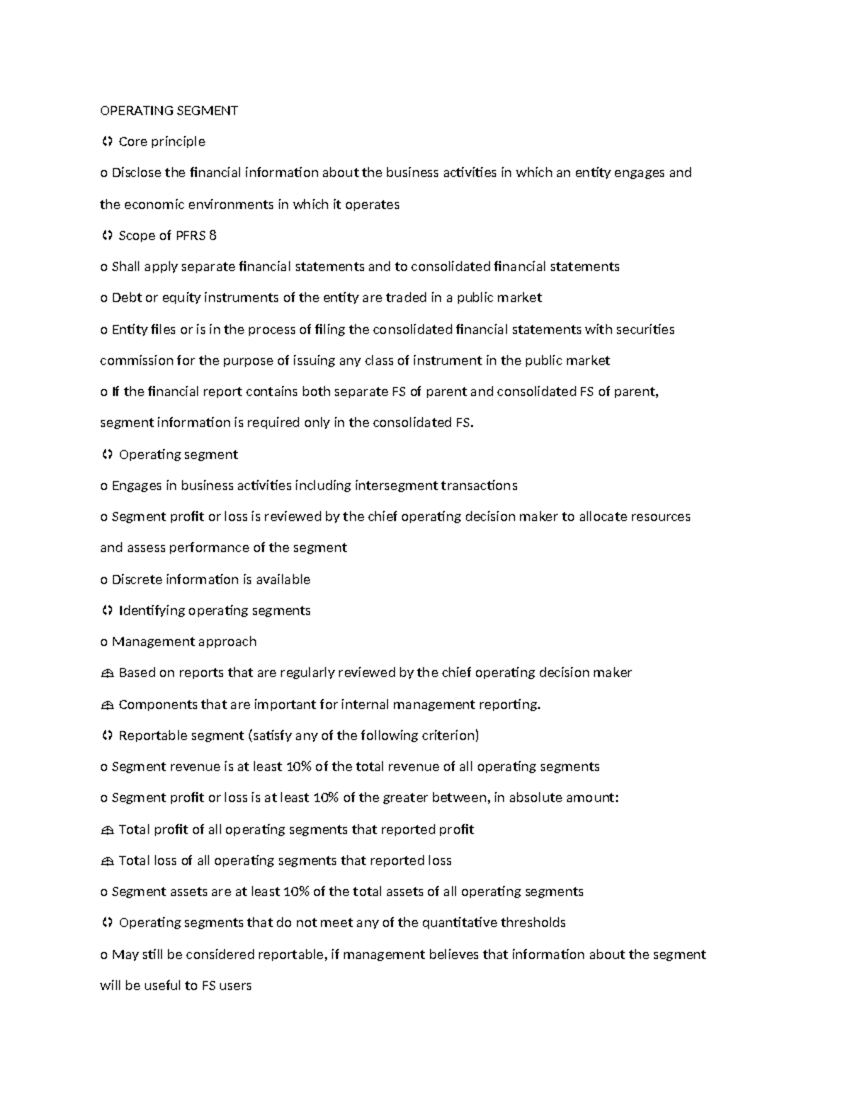 PFRS 8: Operating Segment Disclosure Guidelines and Principles - Studocu
