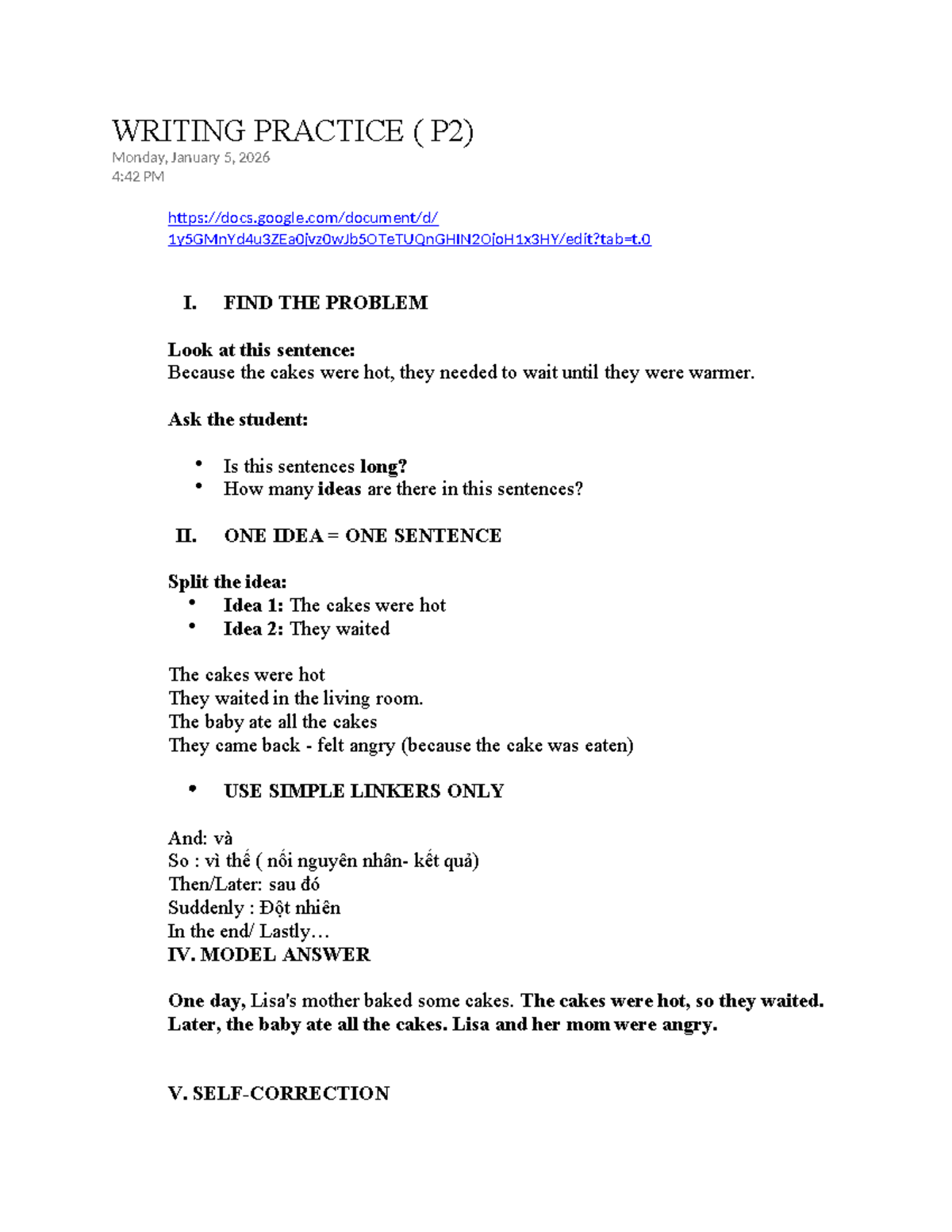 Writing Practice (P2): Sentence Structure & Idea Splitting - Studocu