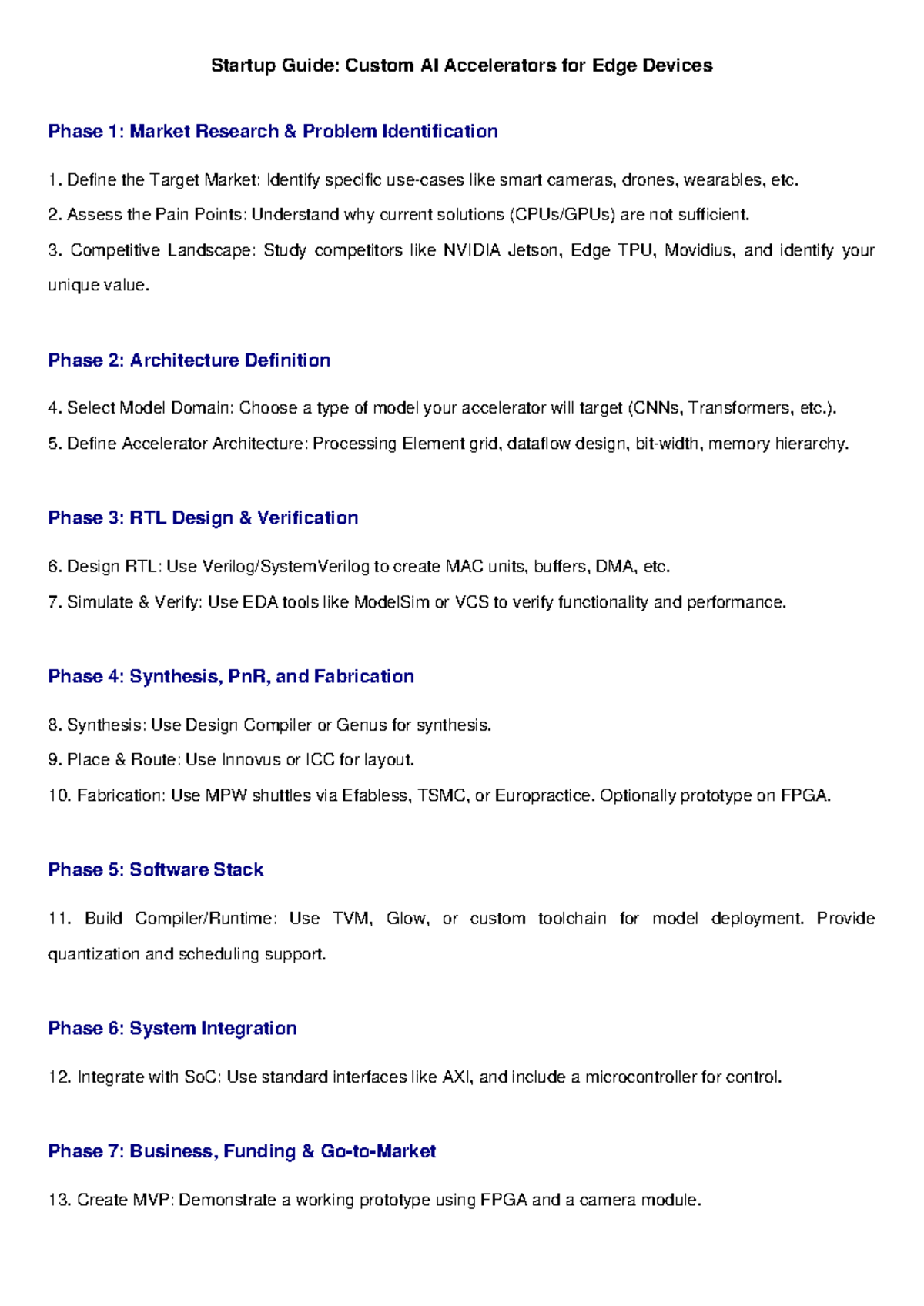 Custom AI Accelerator Startup Guide: Market Research to System ...