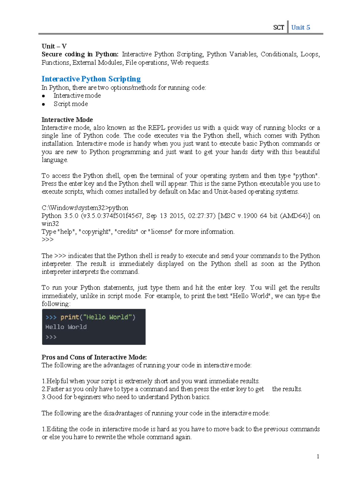 SCT UNIT-5 - Secure Coding in Python - Unit – V Secure coding in Python ...