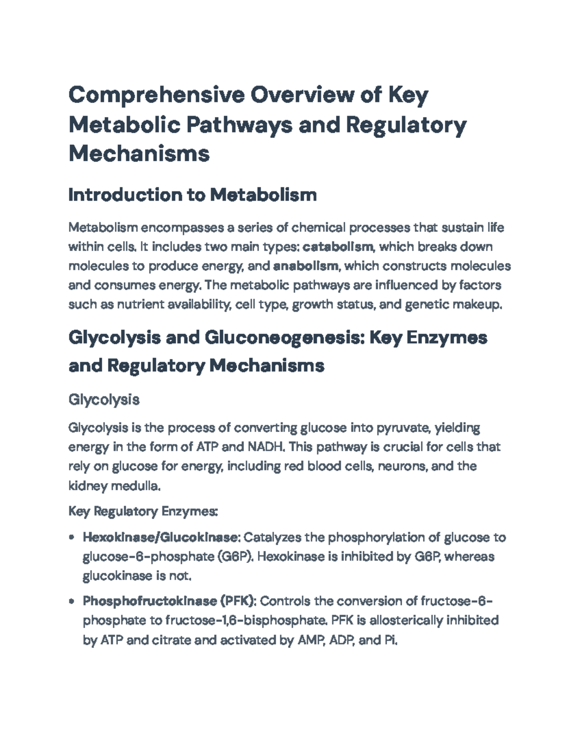 Comprehensive Overview of Metabolic Pathways (BIO101 Lecture Notes ...