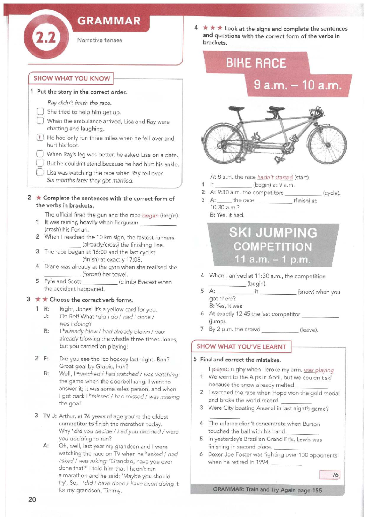 [WB] Focus 3 Unit 2: Grammar Practice on Narrative Tenses - Studocu