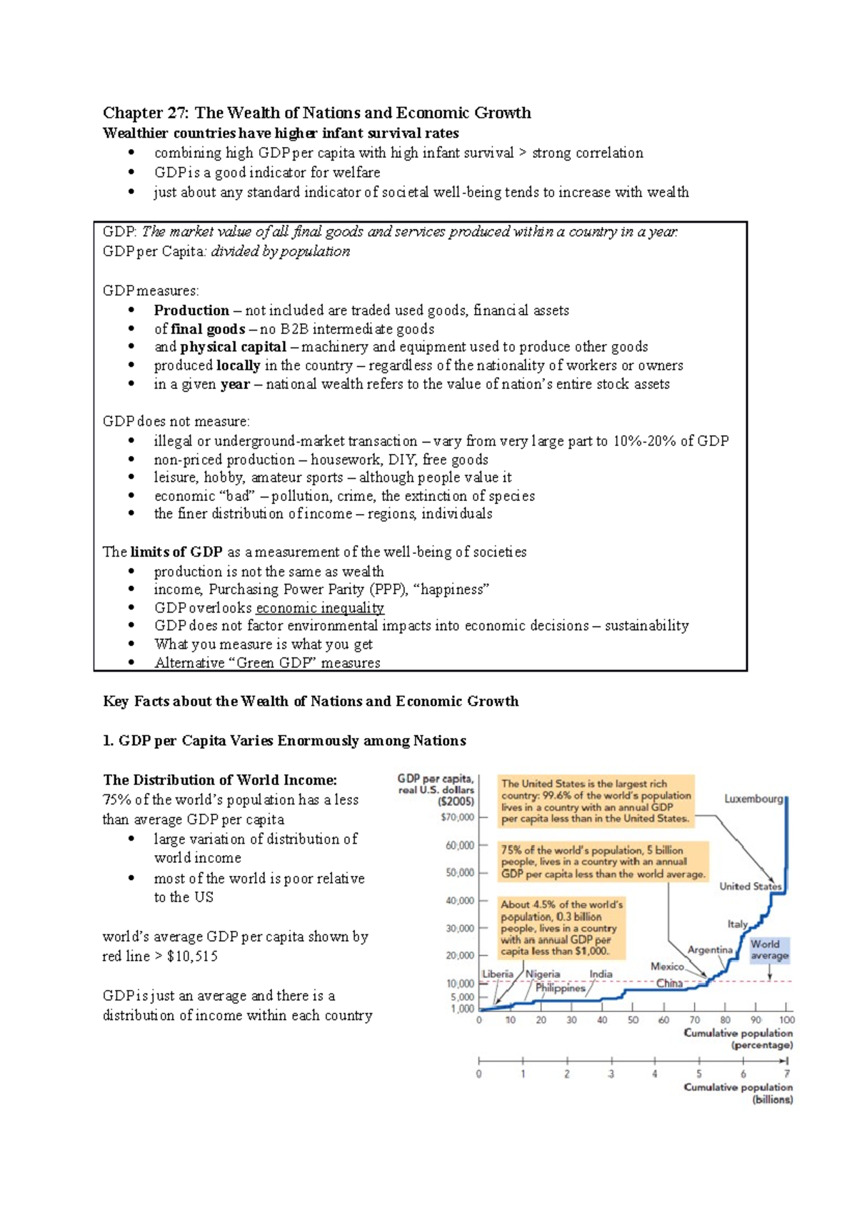 Summary of Chapter 27: Wealth of Nations and Economic Growth (ECO 101 ...