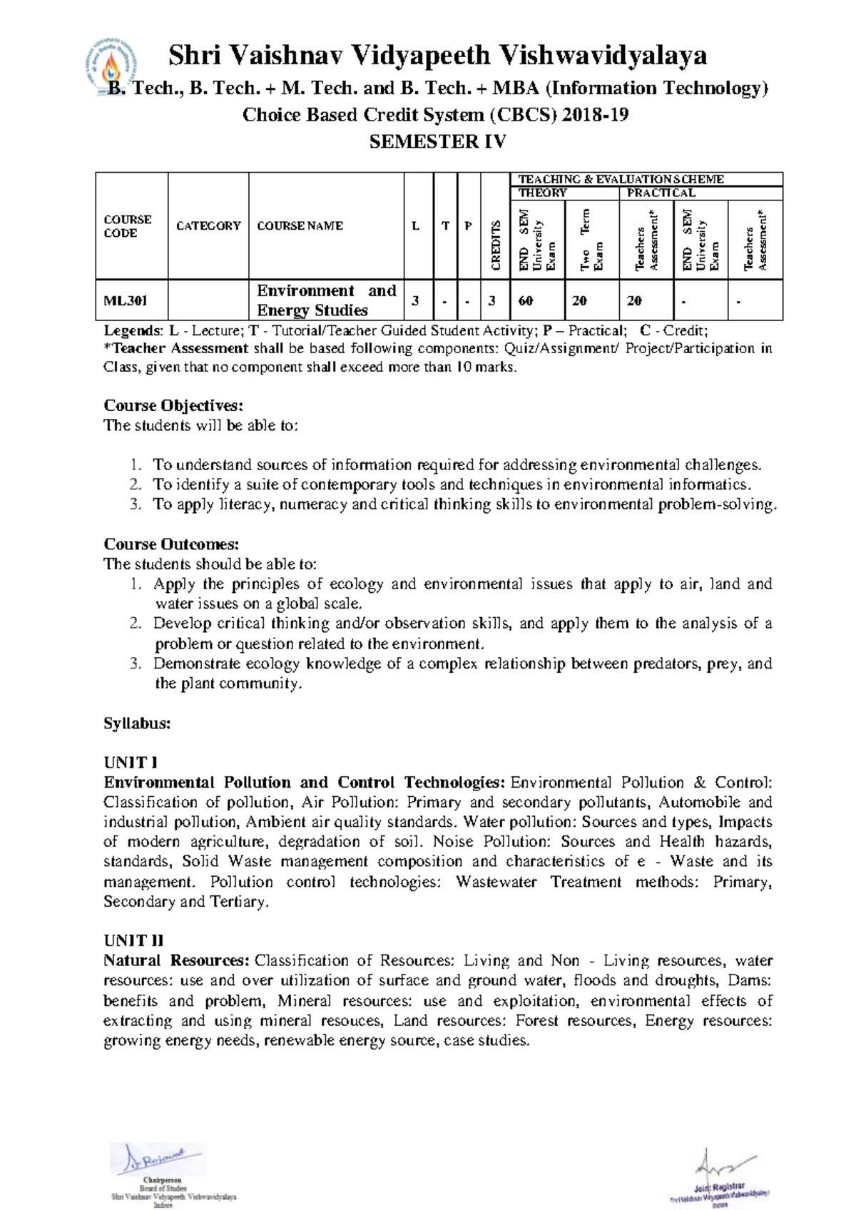 Syllabus for IT BTech IV Sem 2018-19: Comprehensive Course Guide - Studocu